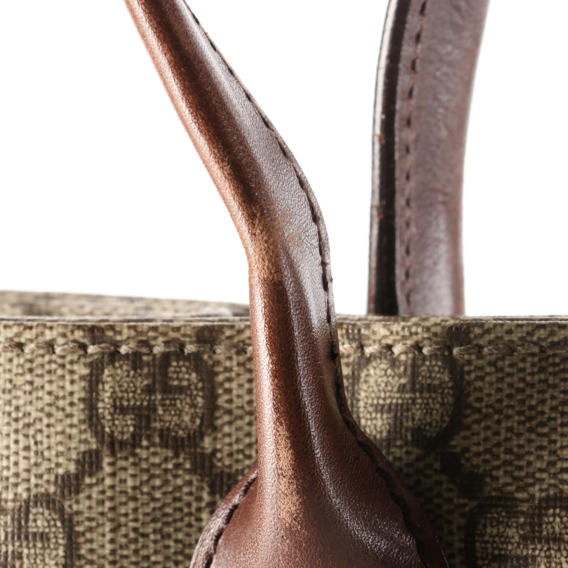 Gucci Tote Bag in Supreme Canvas and Brown Leather