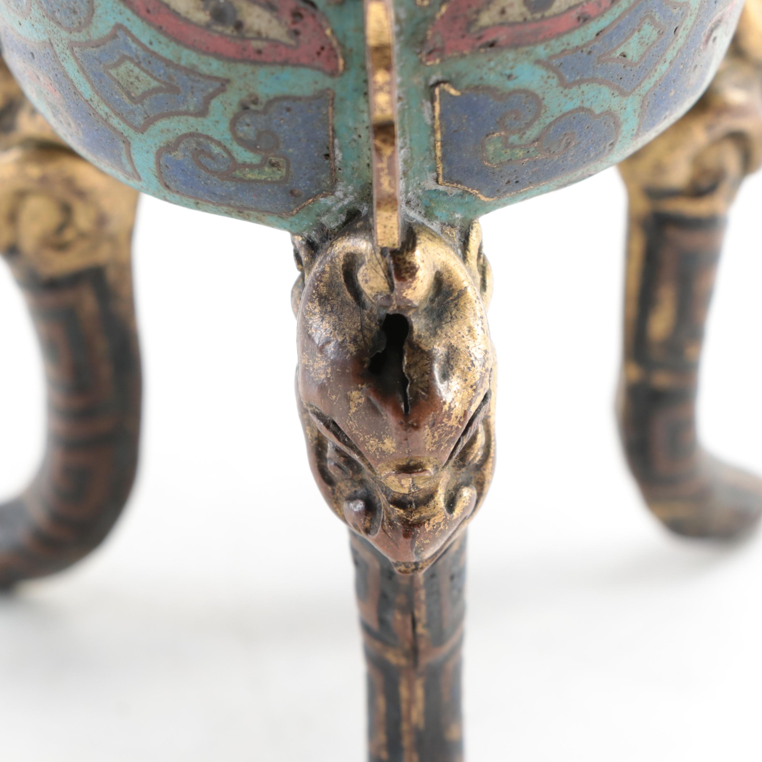 Chinese Cloisonné Brass Jue, Antique