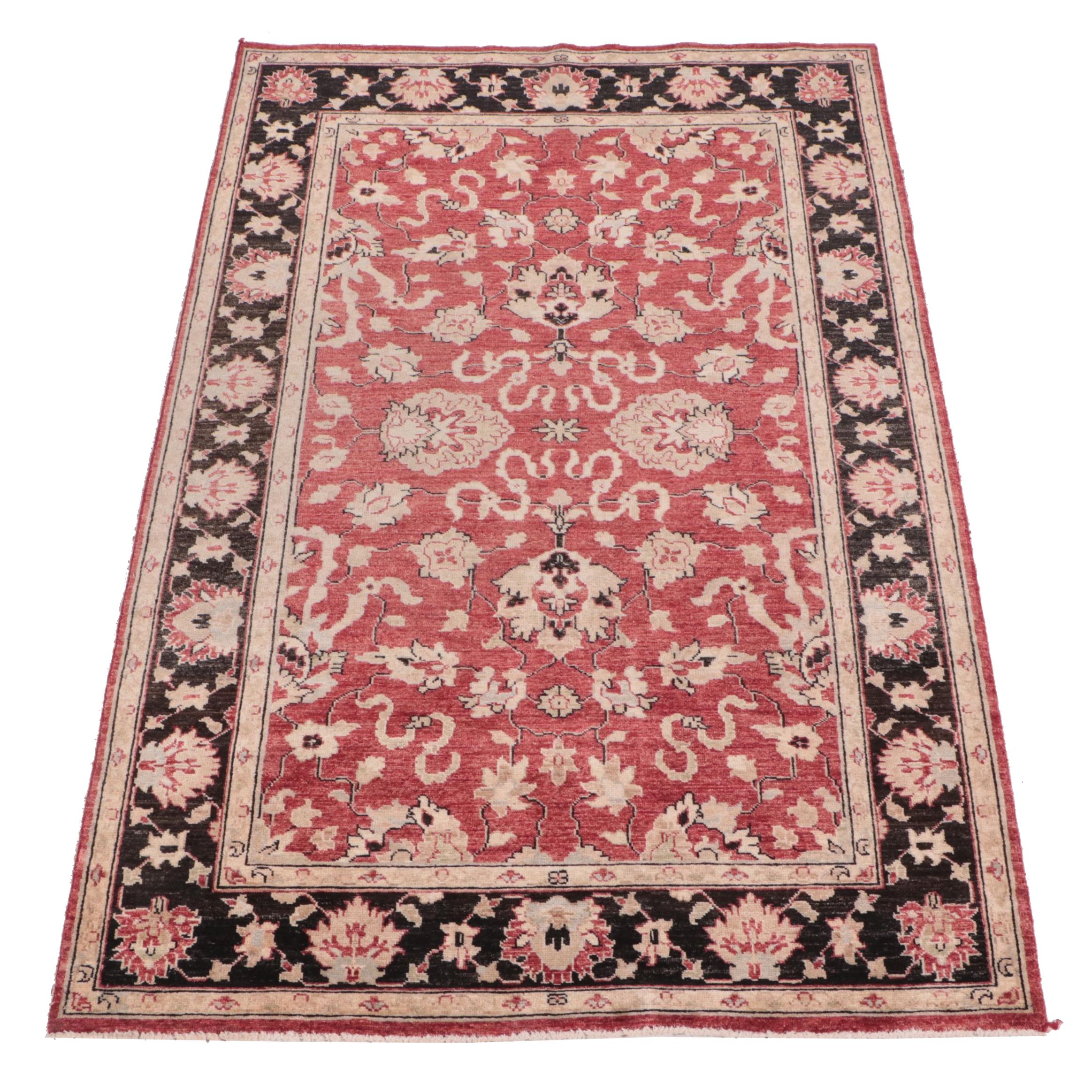 4'5 x 7' Power-Loomed Pakistani Peshawar Area Rug