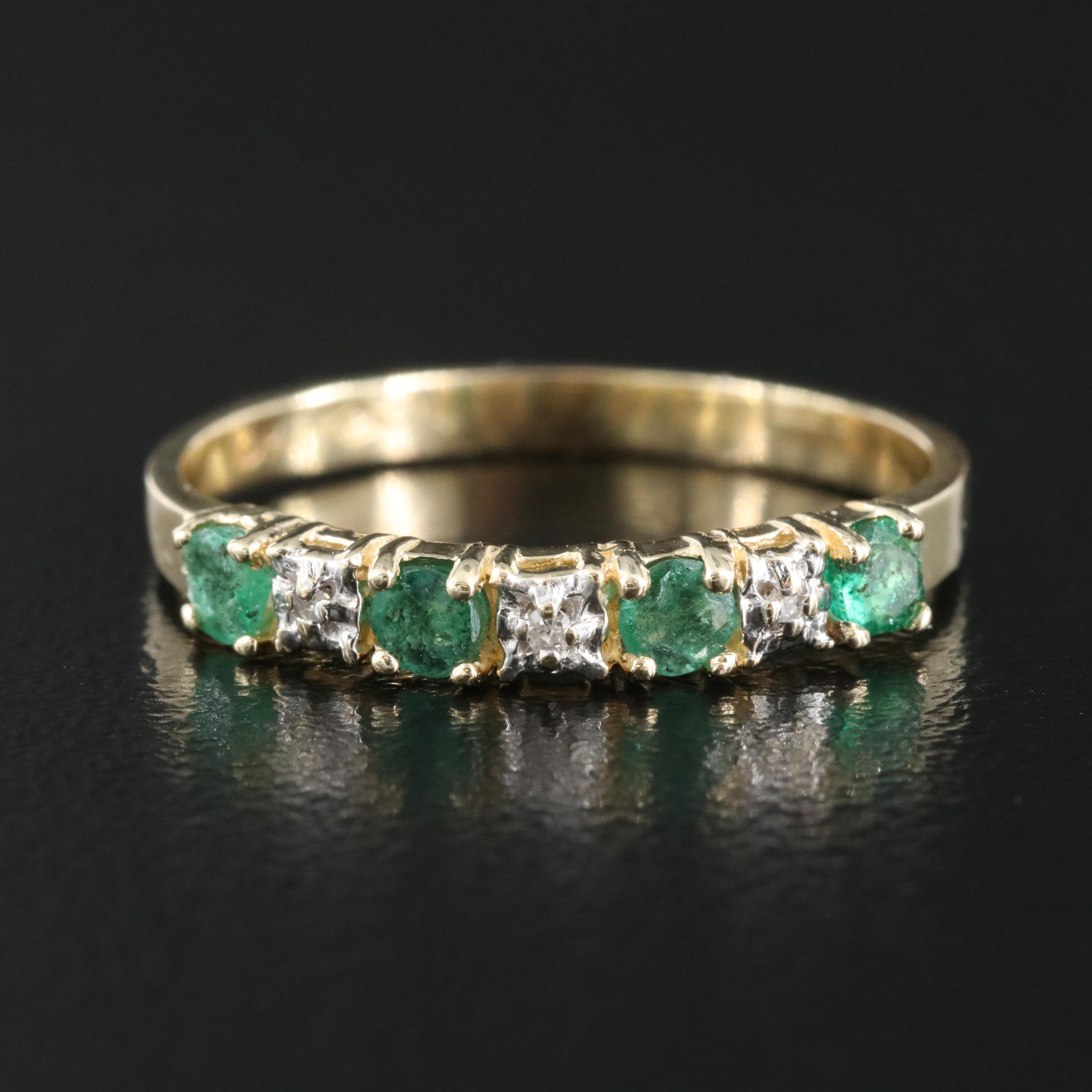 10K Emerald and Diamond Ring