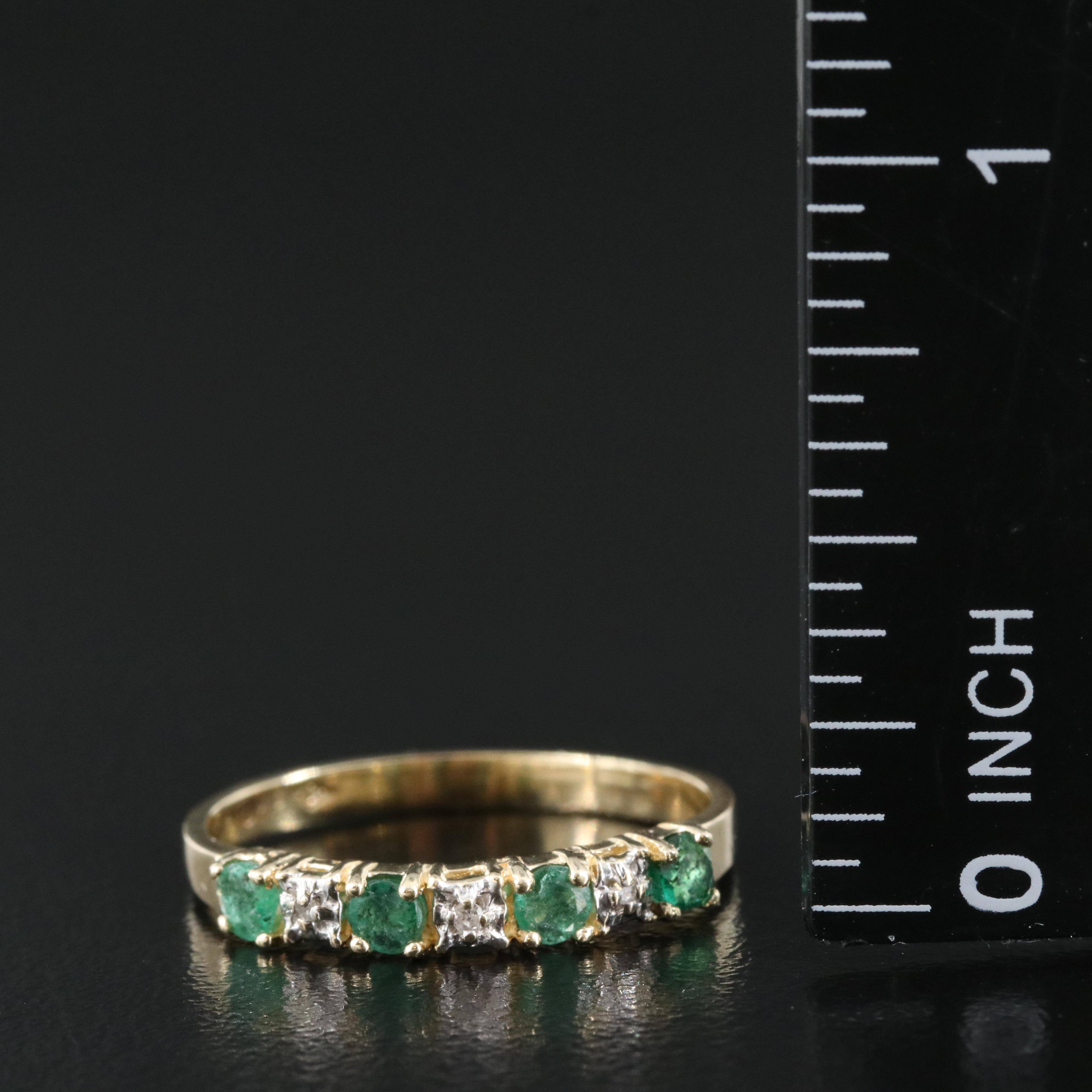 10K Emerald and Diamond Ring