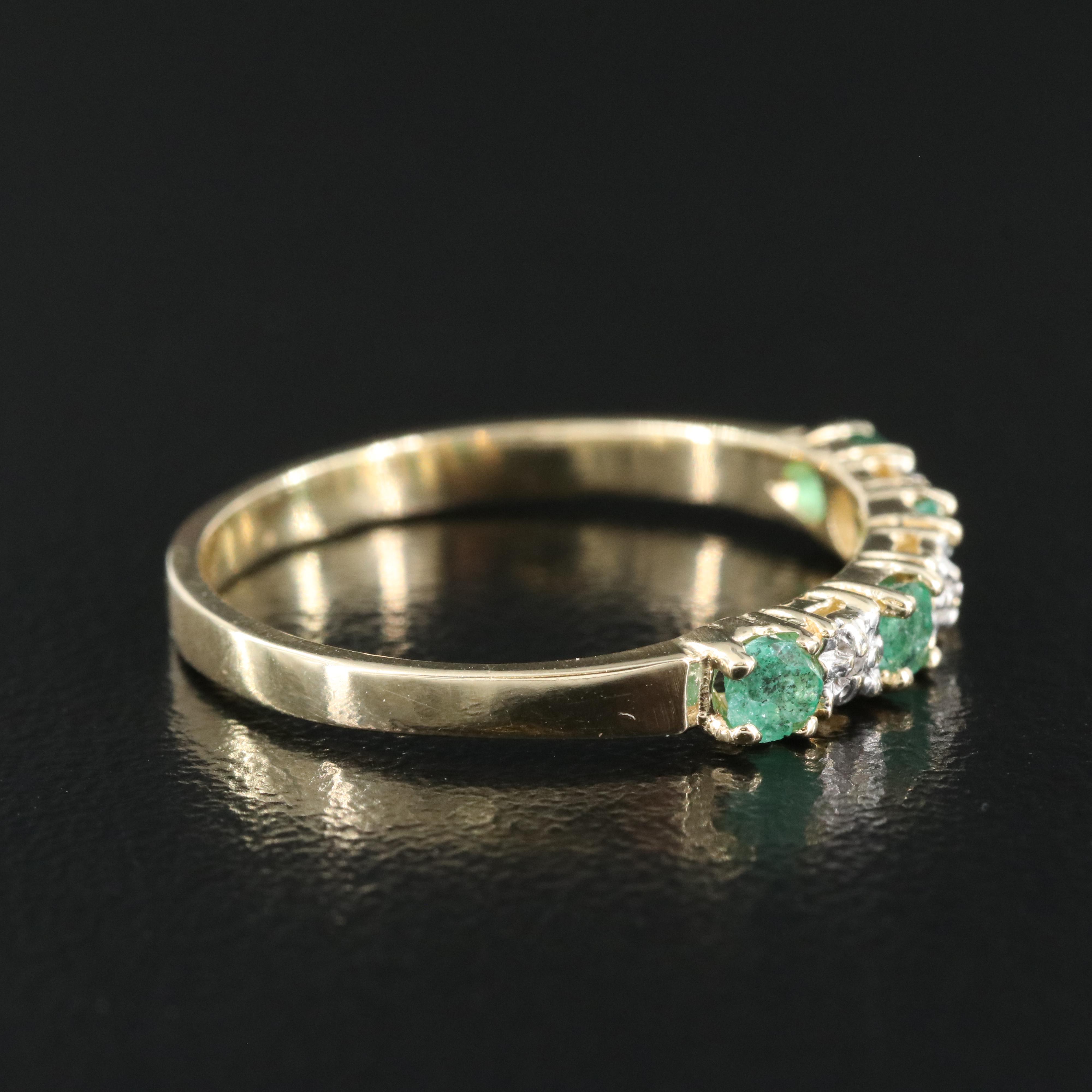 10K Emerald and Diamond Ring