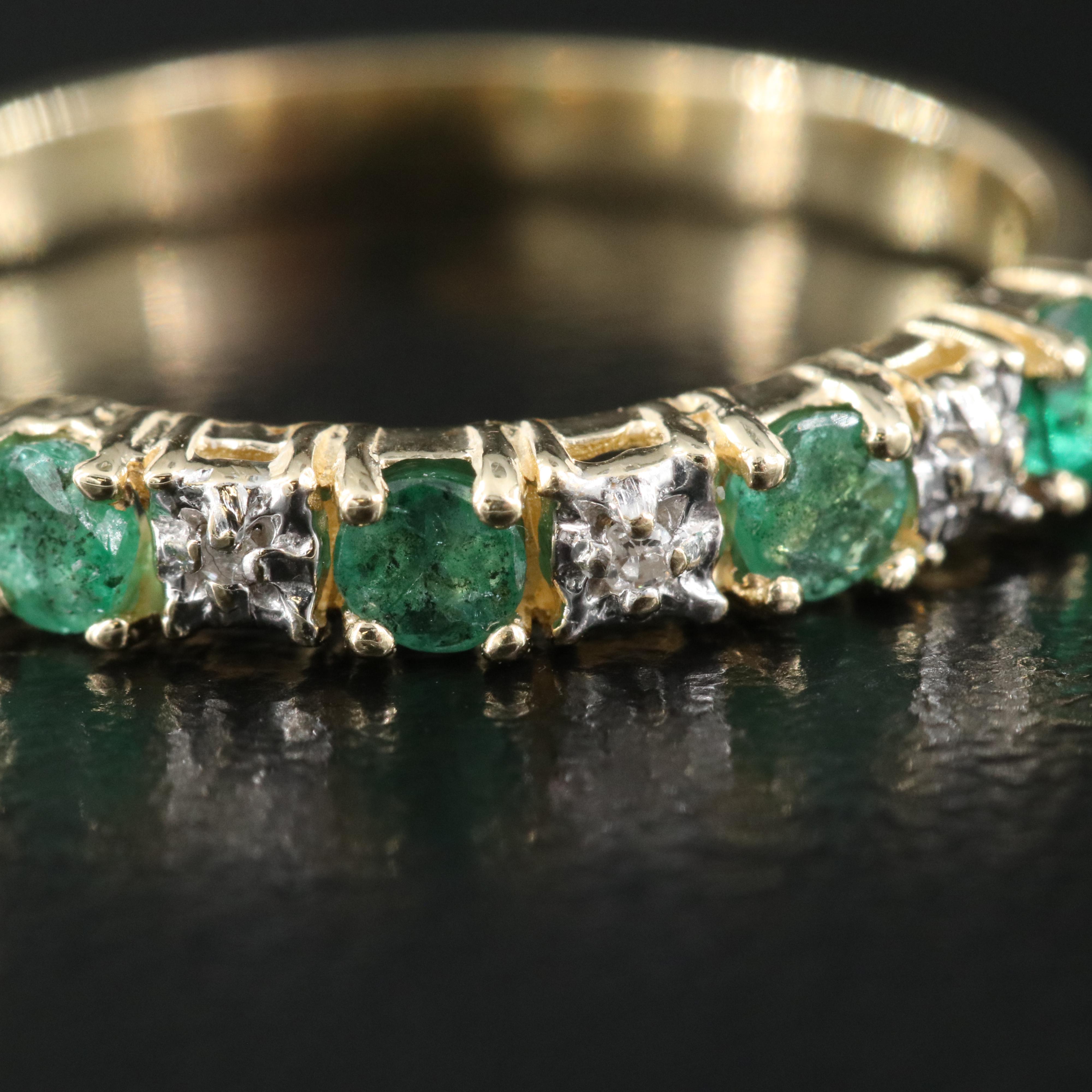 10K Emerald and Diamond Ring