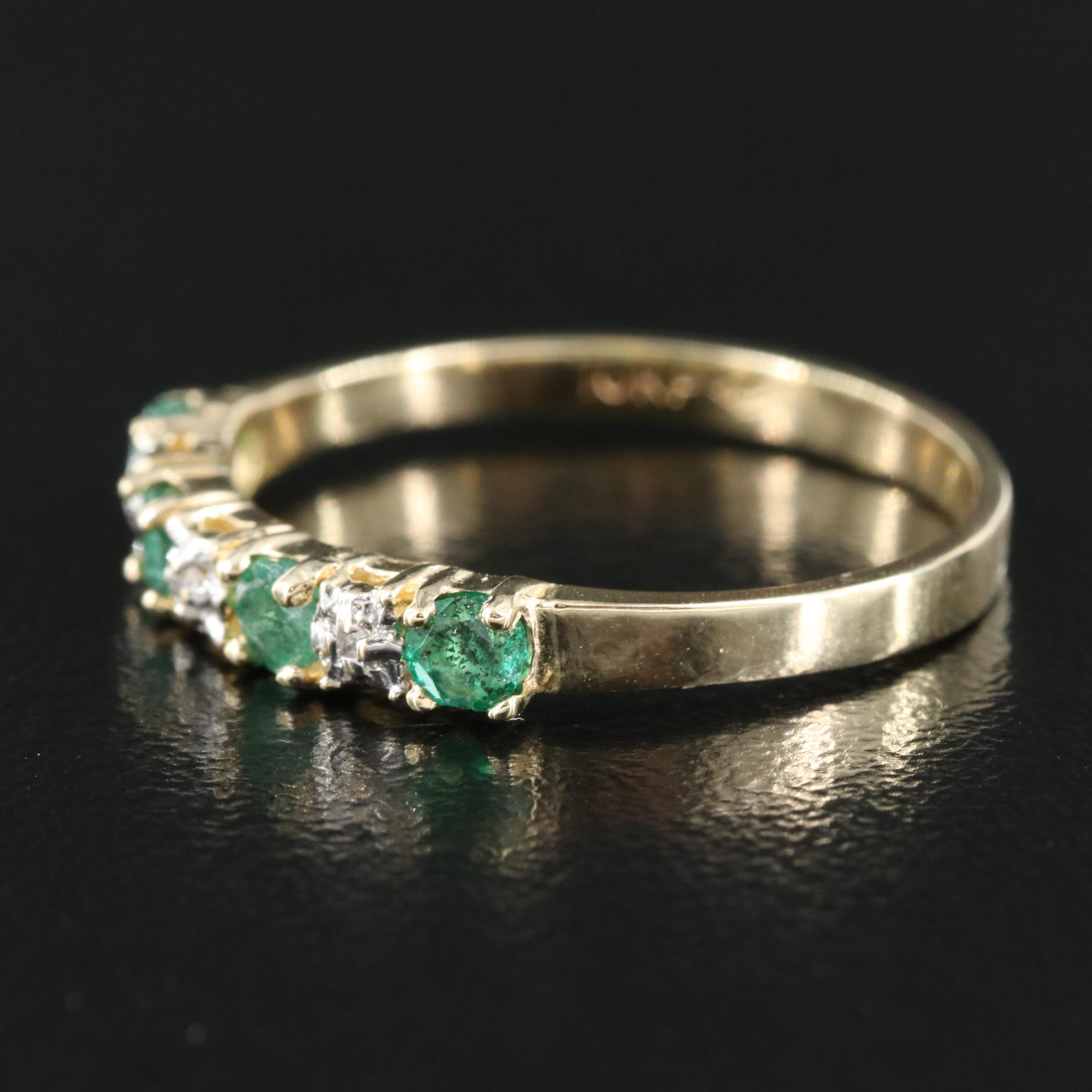 10K Emerald and Diamond Ring