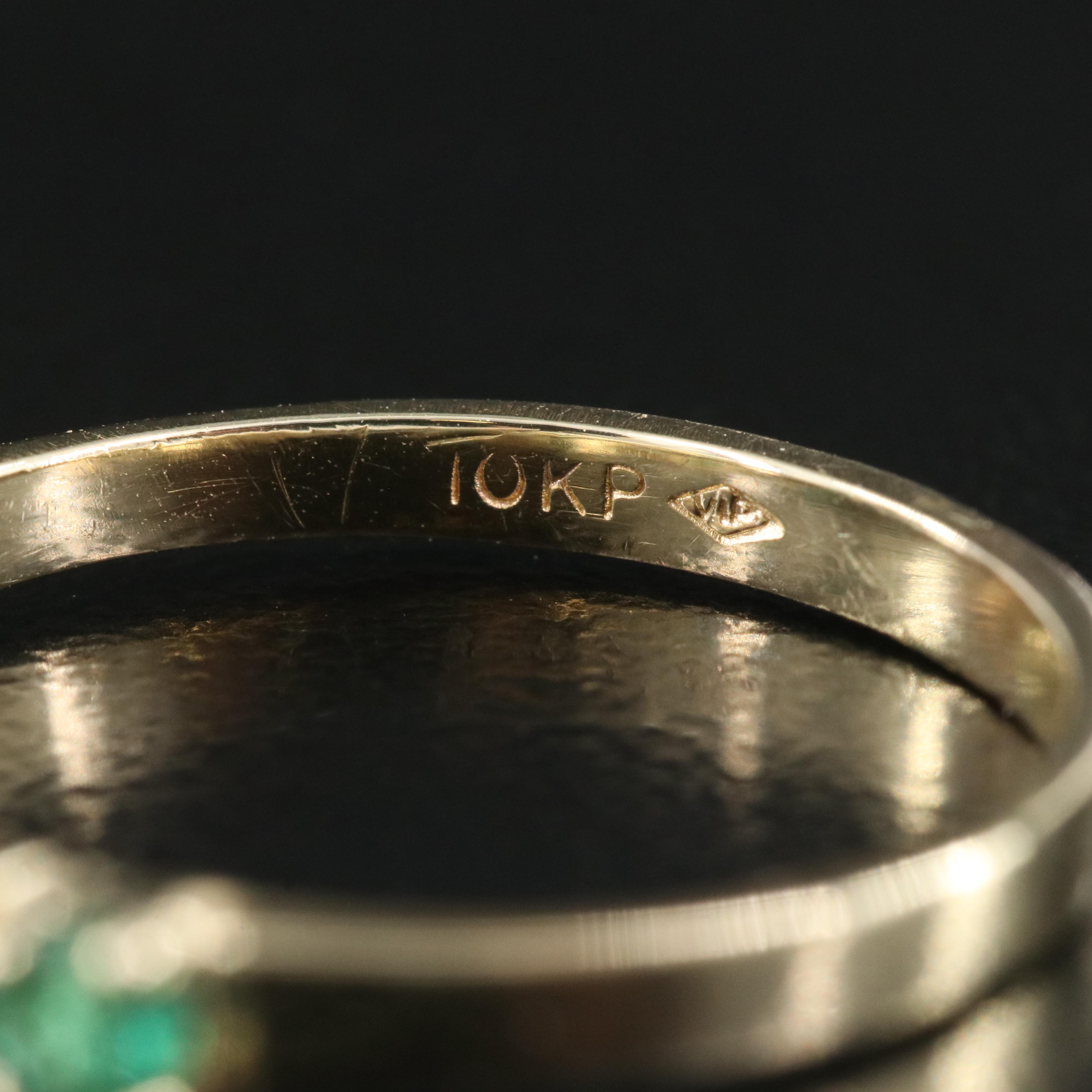 10K Emerald and Diamond Ring