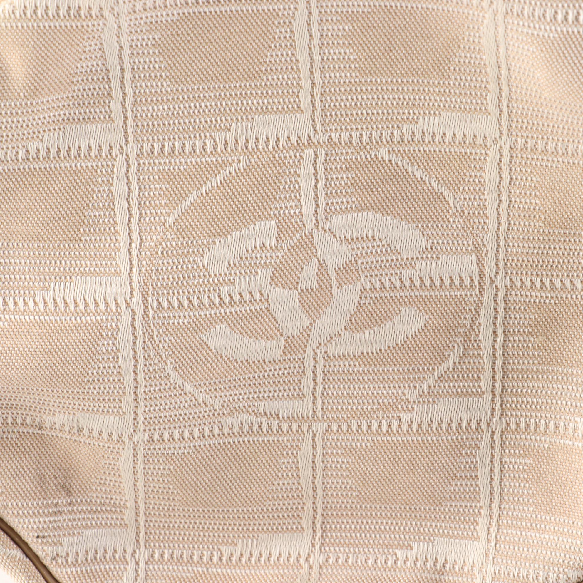 Chanel Travel Line Round Wristlet Pouch in CC Nylon Jacquard with Leather Trim