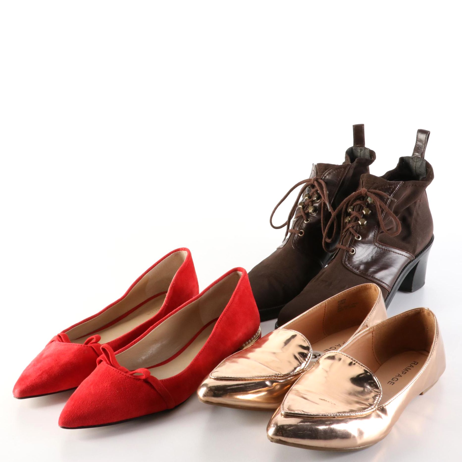 Stuart Weitzman Victorian Style Ankle Boots with Ann Taylor and Rampage Flats