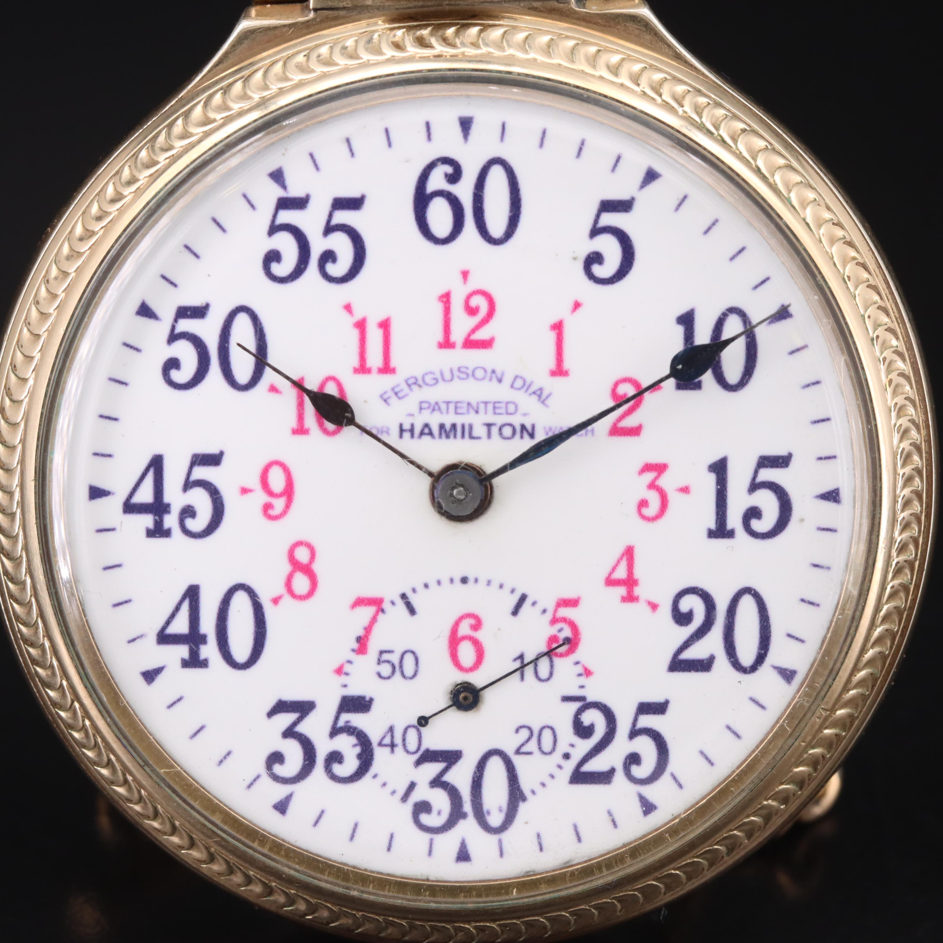 1918 Hamilton Reproduction Ferguson Dial Railroad Pocket Watch