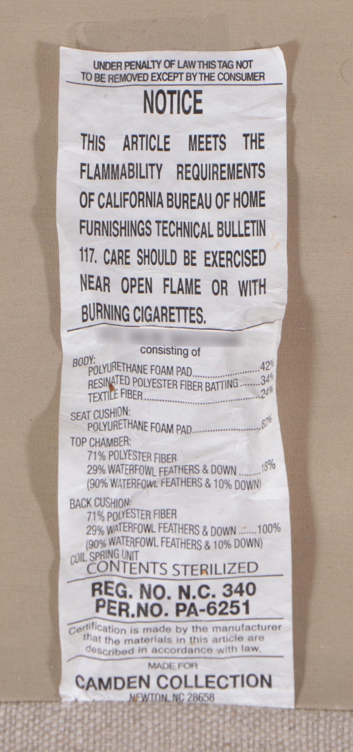 Camden Collection Contemporary Beige Fabric Upholstered Sofa