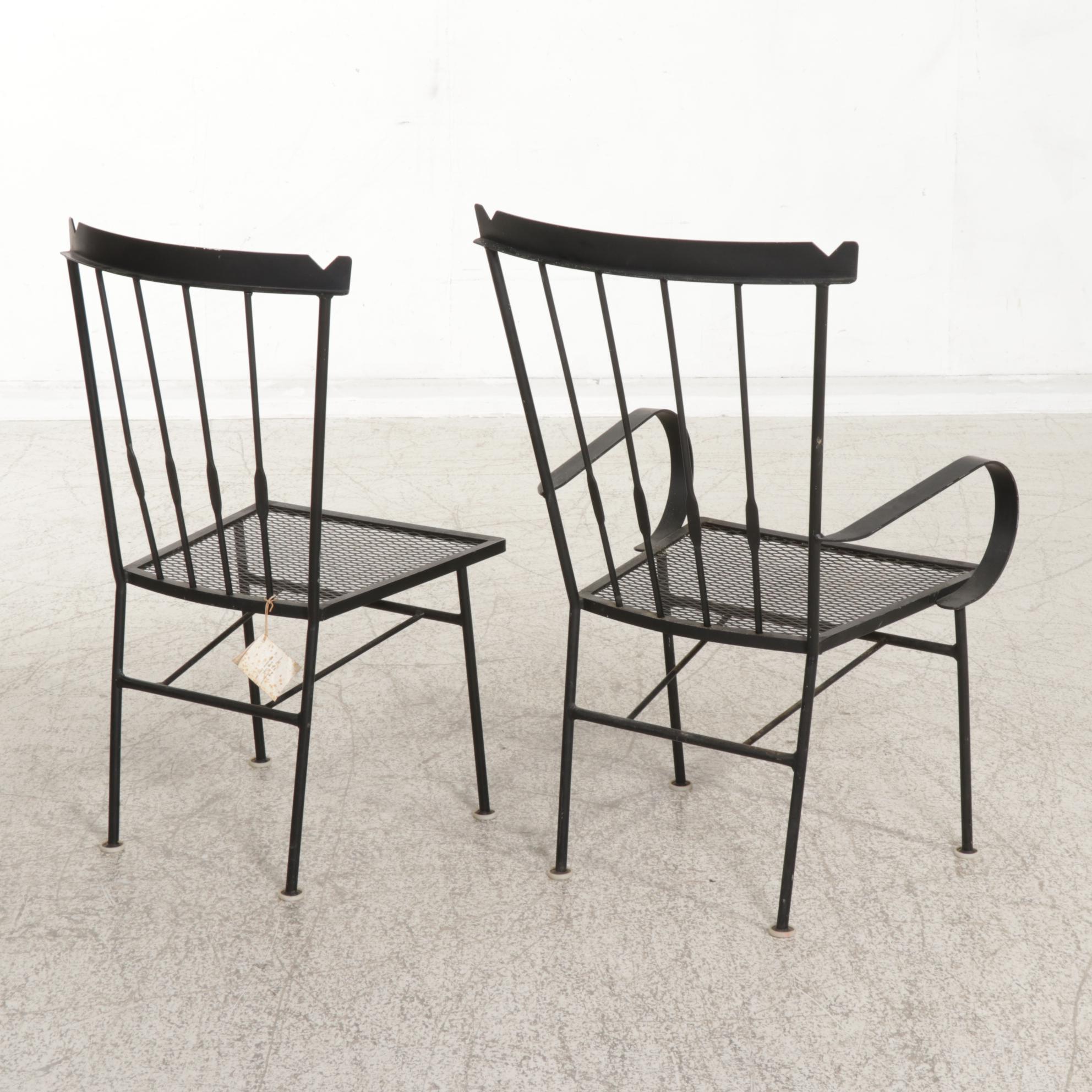 Four Troy Sunshade Co. Metal Windsor Style Patio Chairs, Late 20th Century