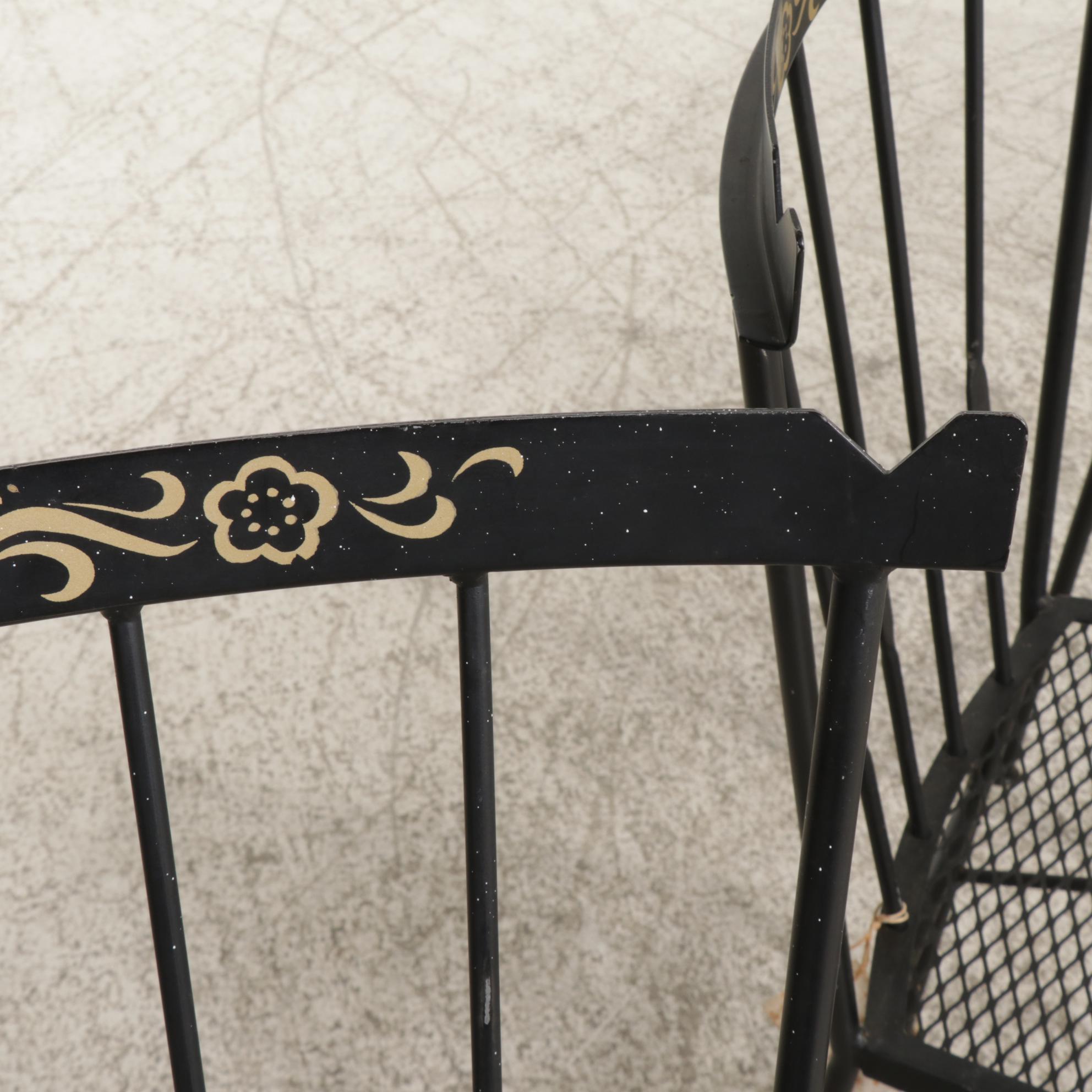 Four Troy Sunshade Co. Metal Windsor Style Patio Chairs, Late 20th Century