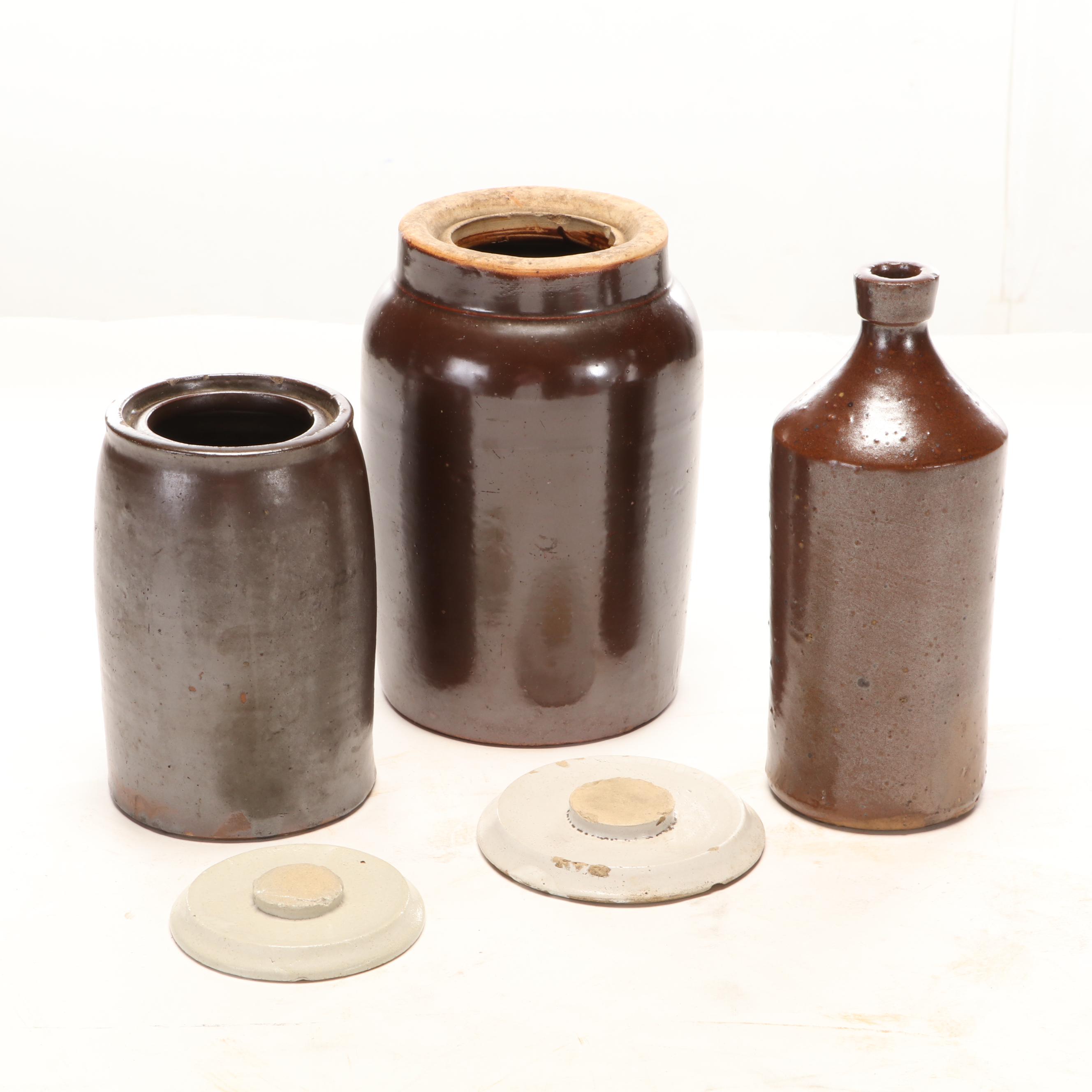 Salt Glazed Stoneware Jug and Canister Collection