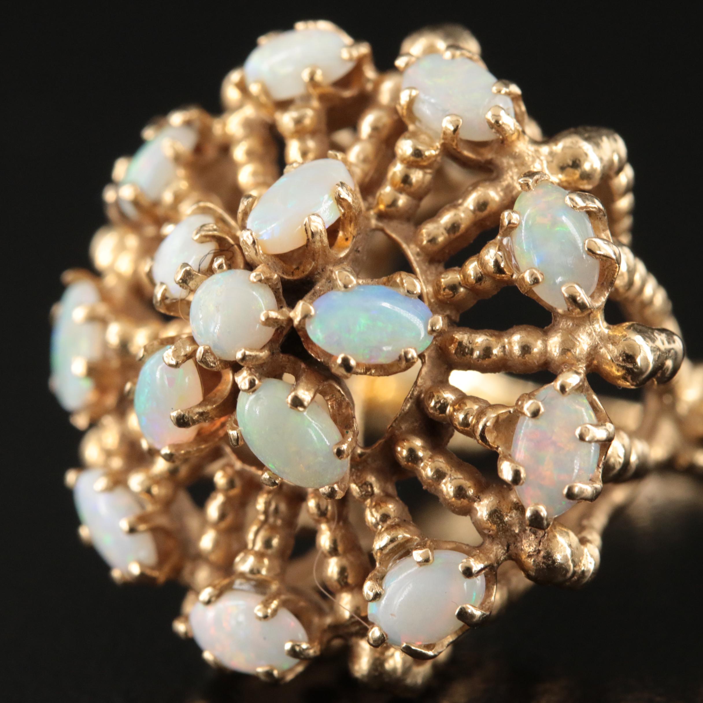 Vintage 14K Opal Basket Setting Ring