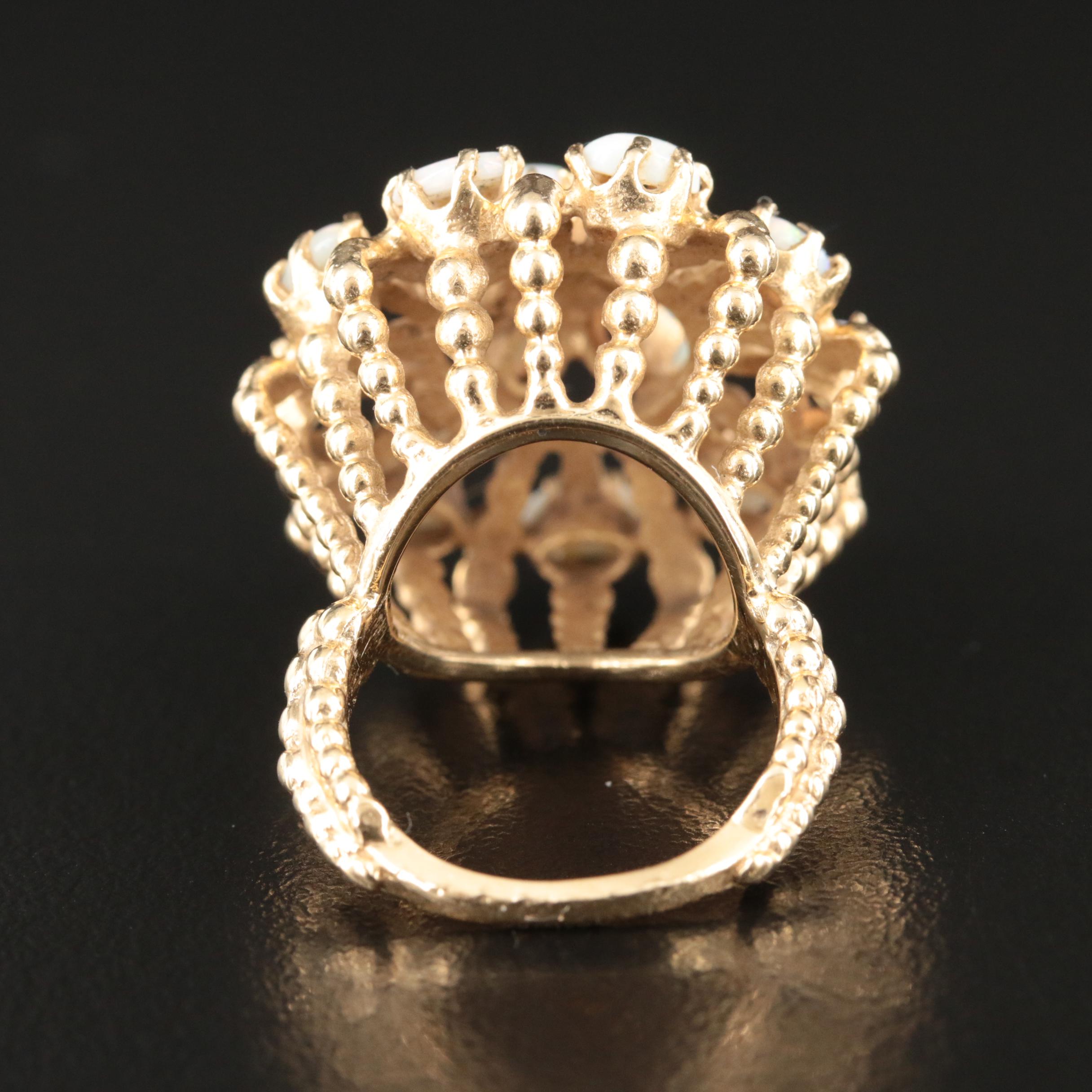 Vintage 14K Opal Basket Setting Ring
