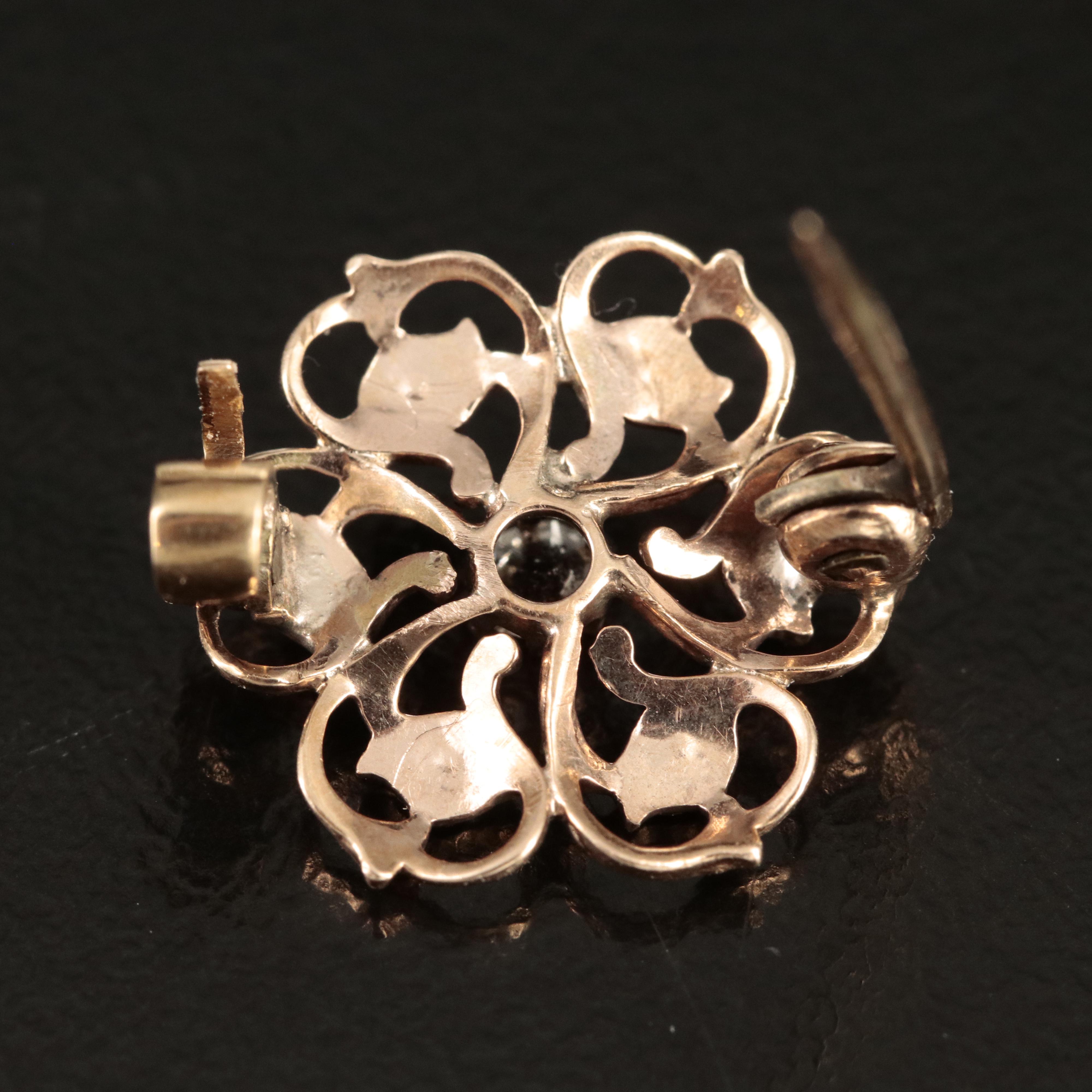 10K and 14K Stick Pins and Pin with Diamond, Seed Pearls and Pearl