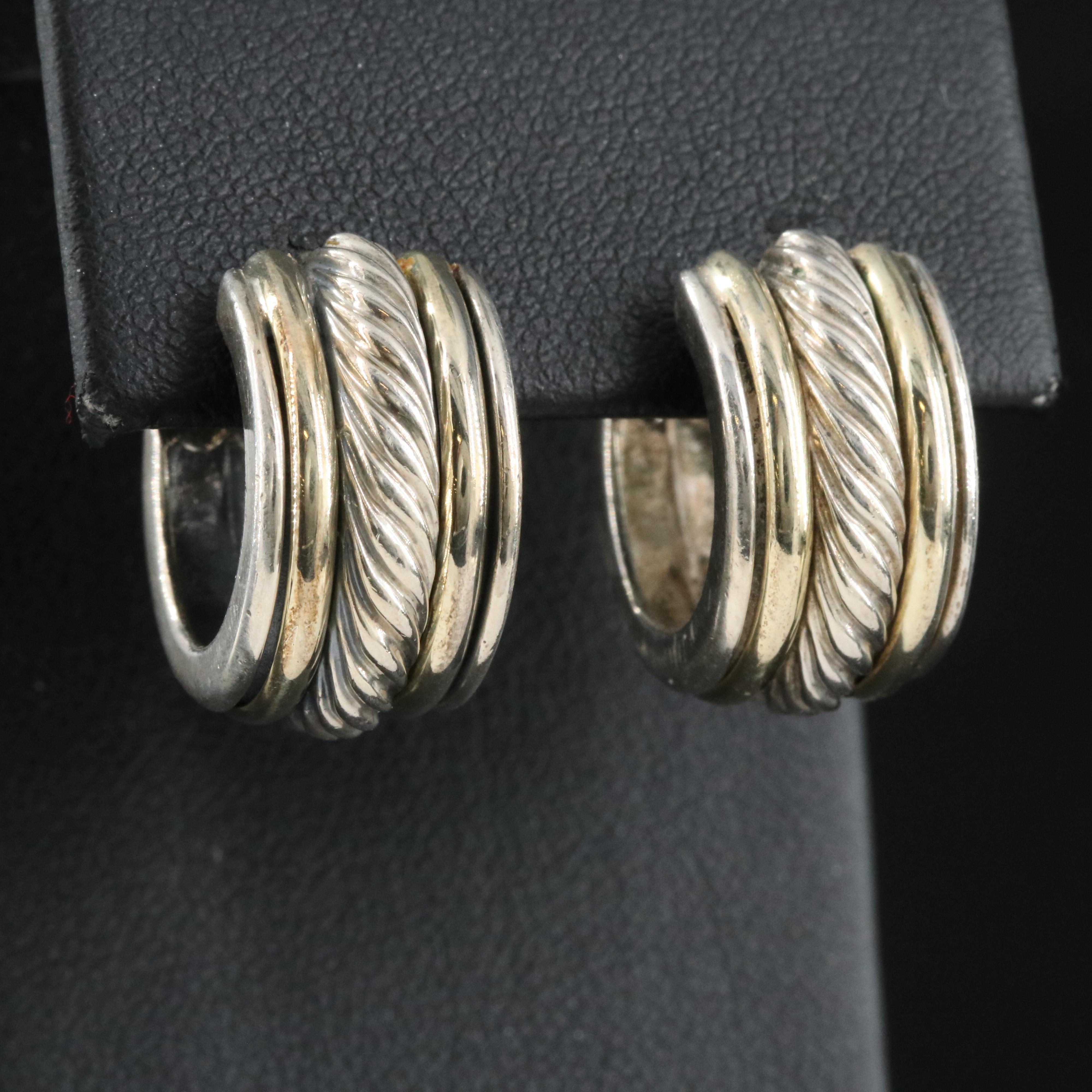 David Yurman "Cable Classics" Hoop Earrings with 14K Accents