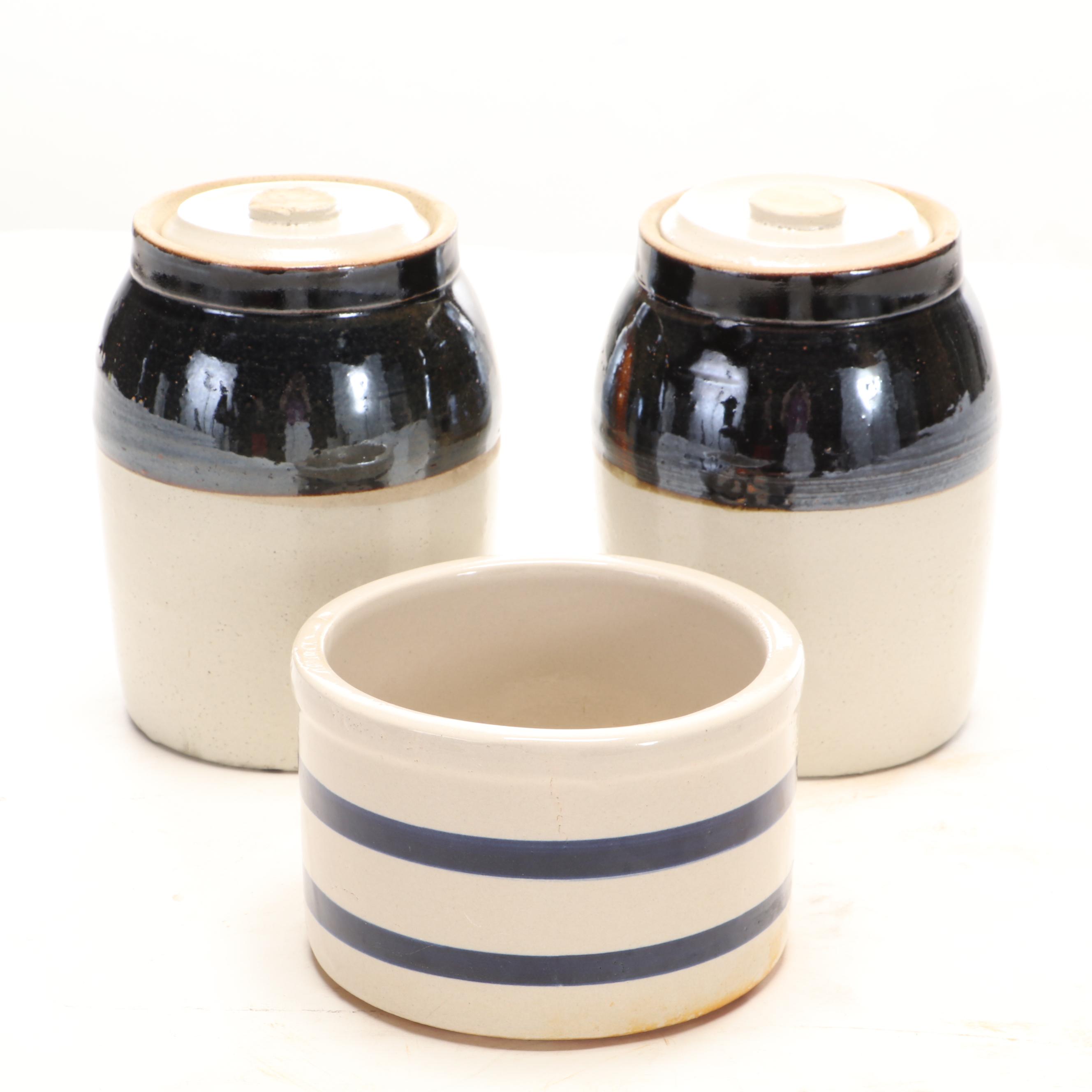 Robinson Ransbottom Pottery Co. Butter Crock and Other Crocks, 20th Century