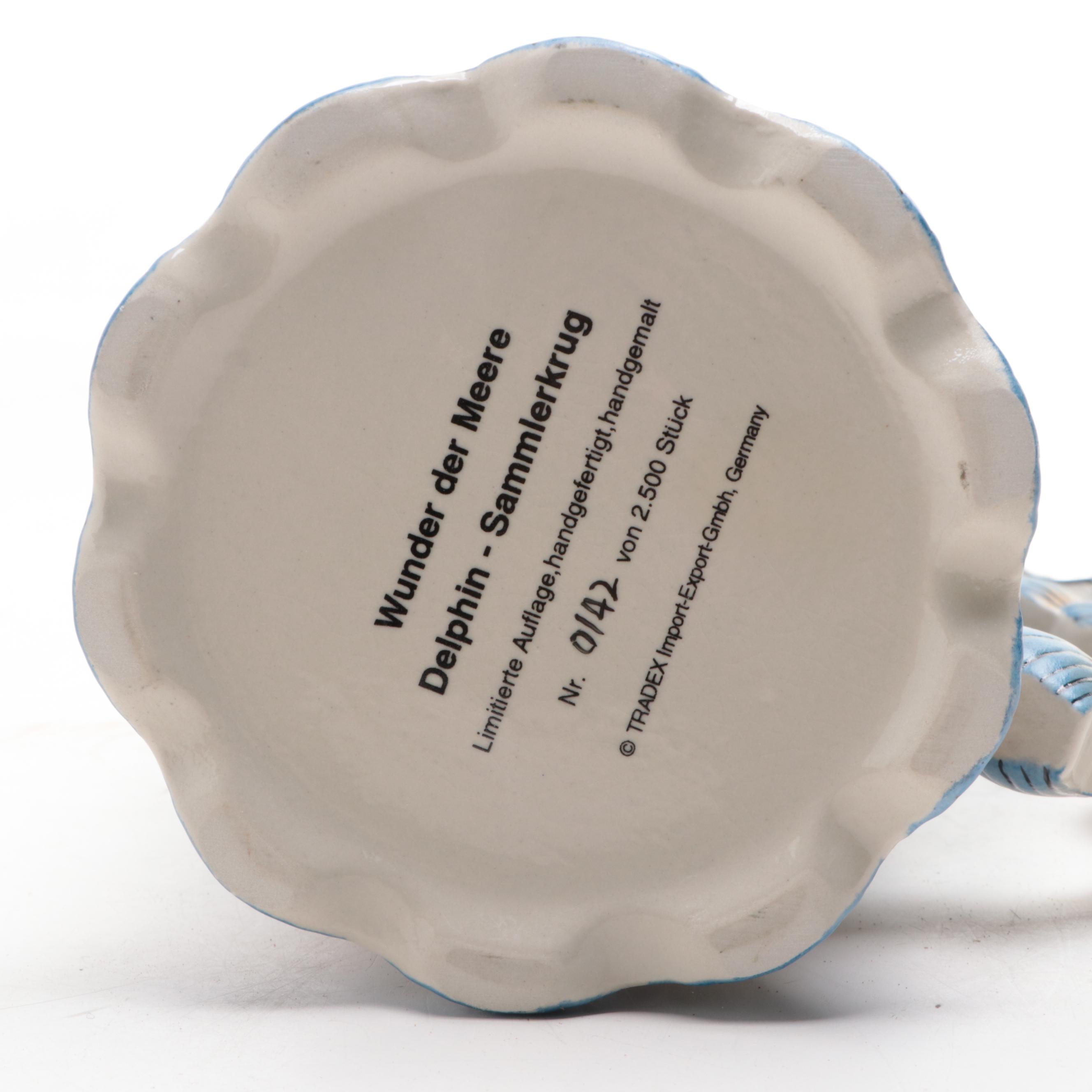 German Ceramic "Wonders of the Sea" Dolphin Beer Stein