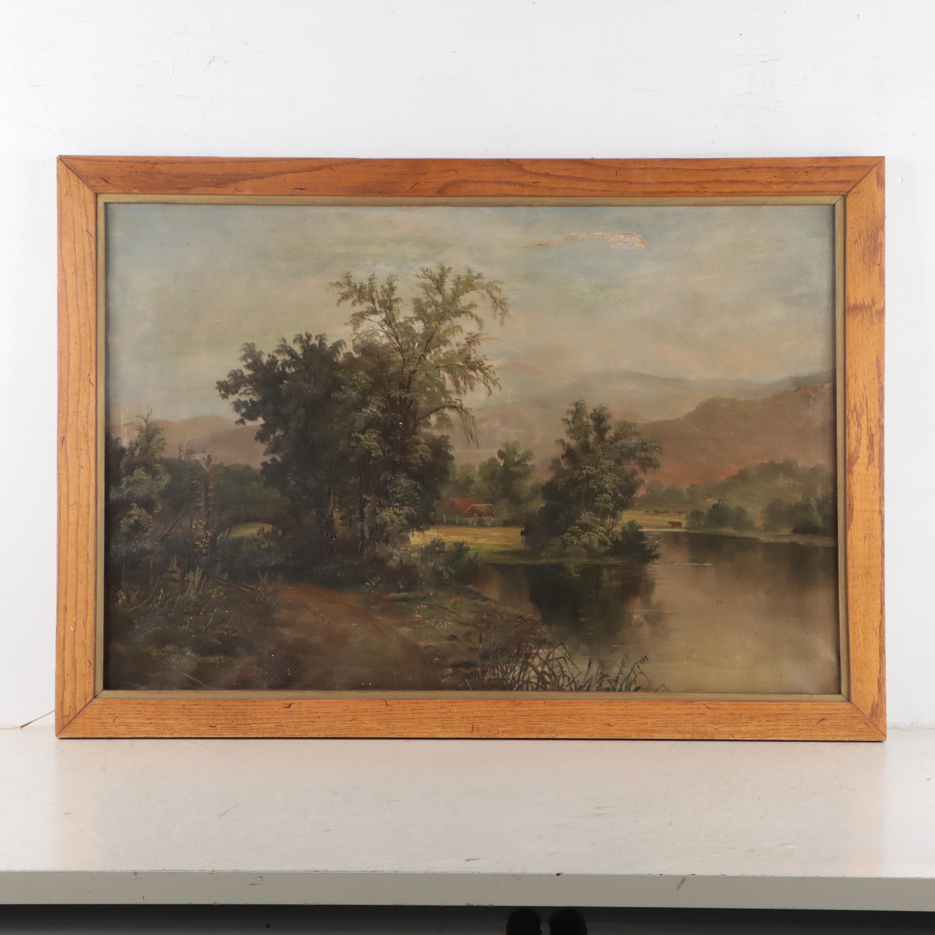 George Whiting Landscape Oil Painting, Early 20th Century