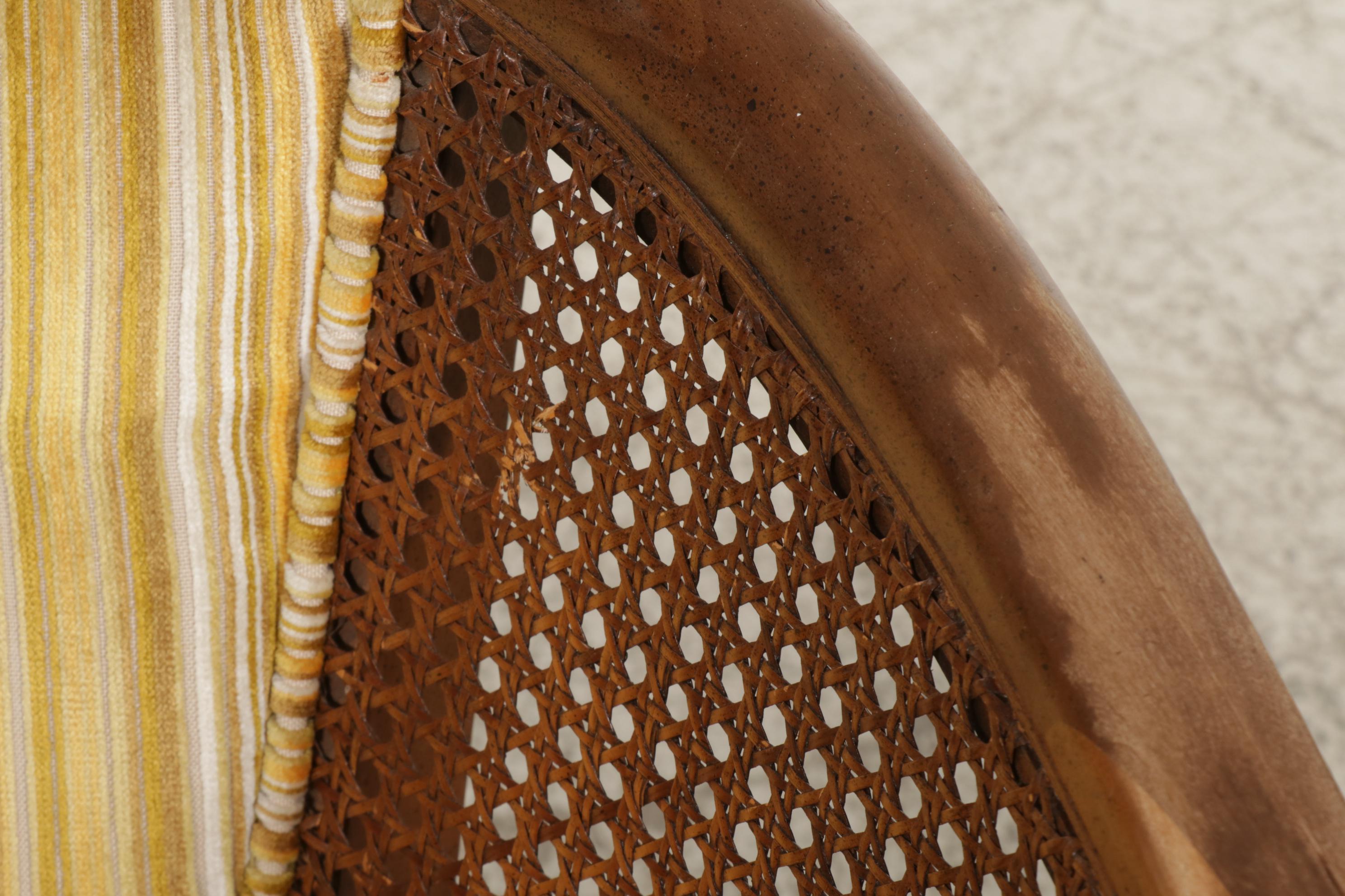 Pair of Cane Sided Barrel Chairs, Late 20th Century
