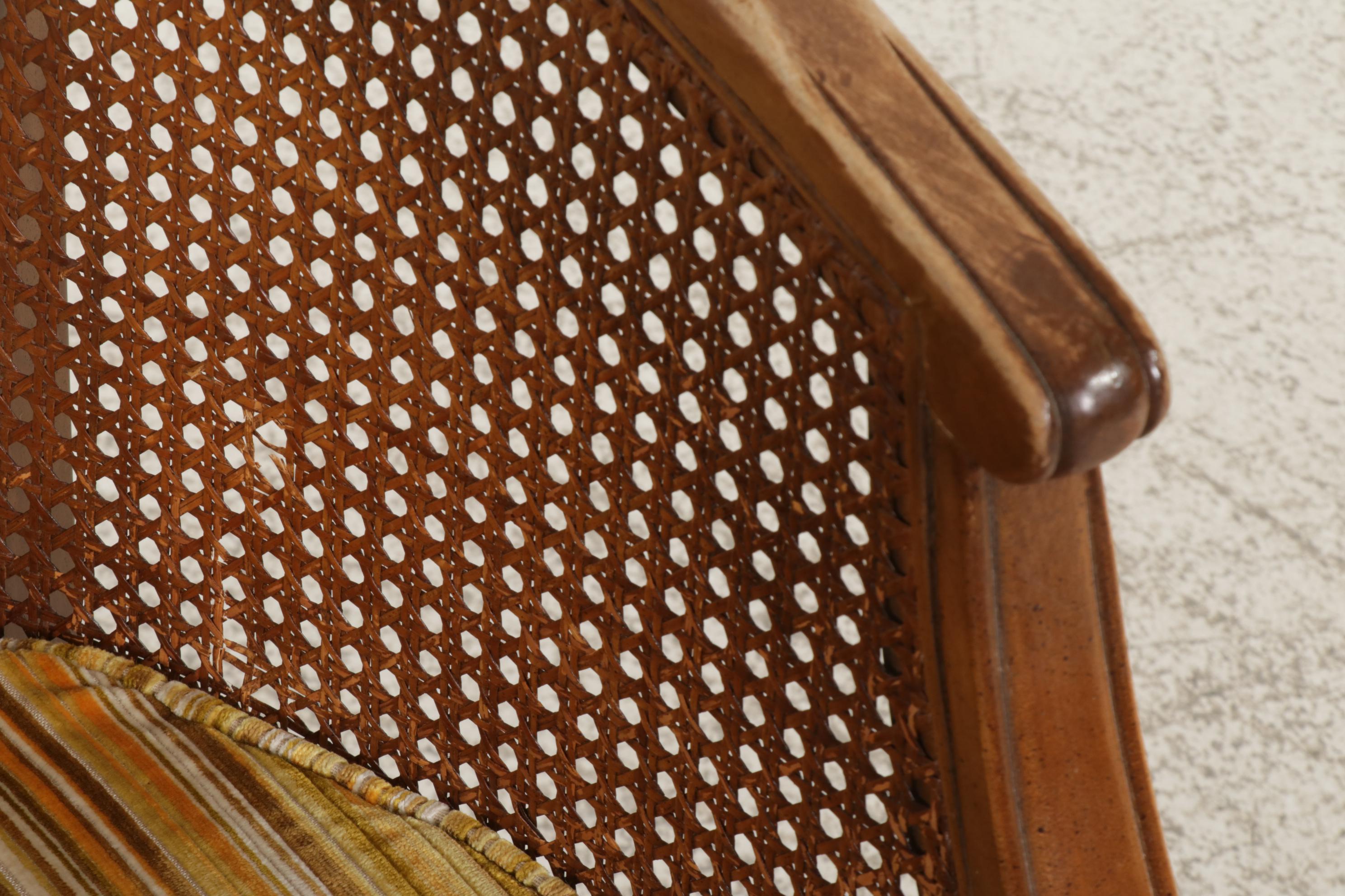 Pair of Cane Sided Barrel Chairs, Late 20th Century