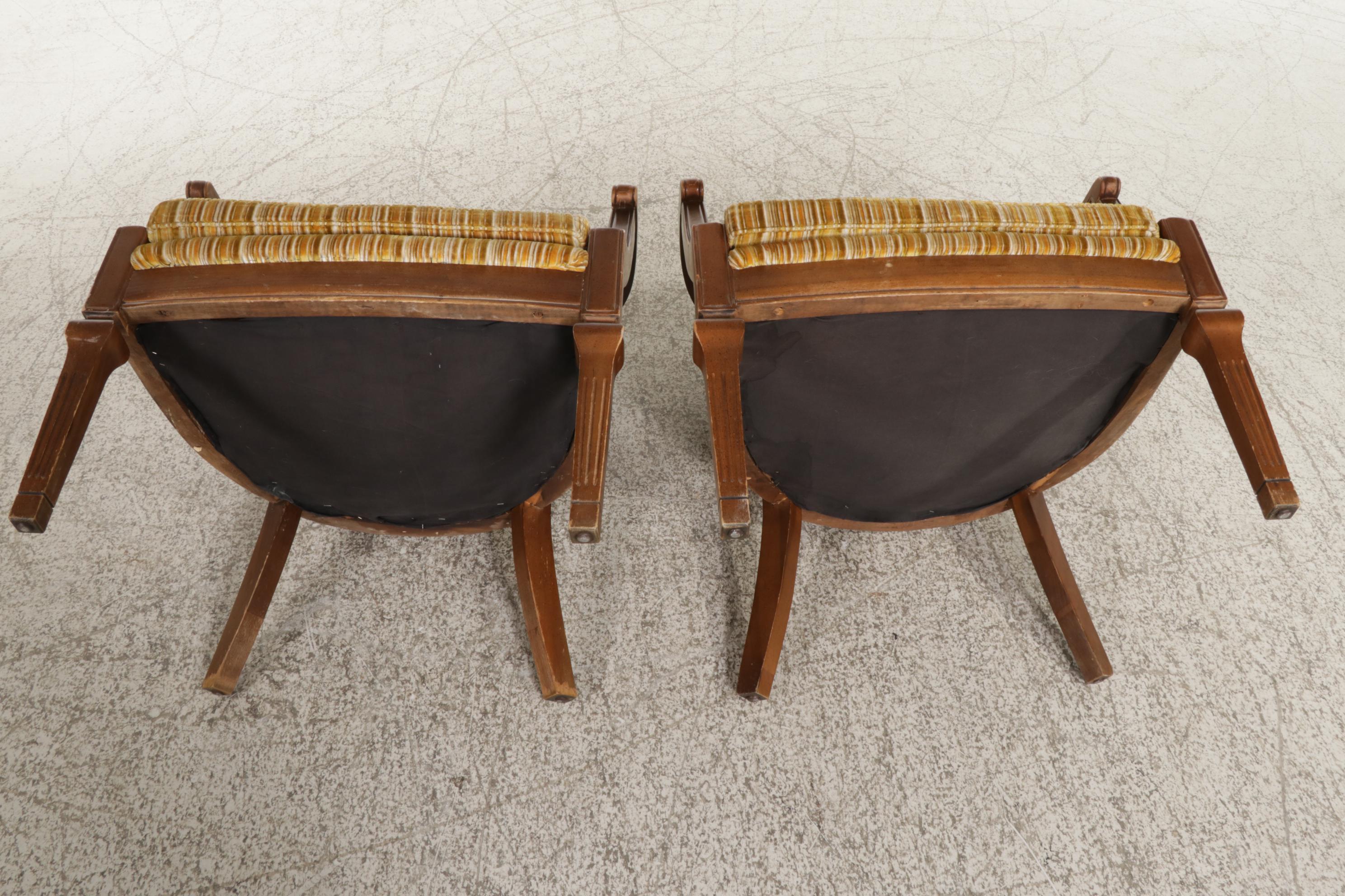 Pair of Cane Sided Barrel Chairs, Late 20th Century