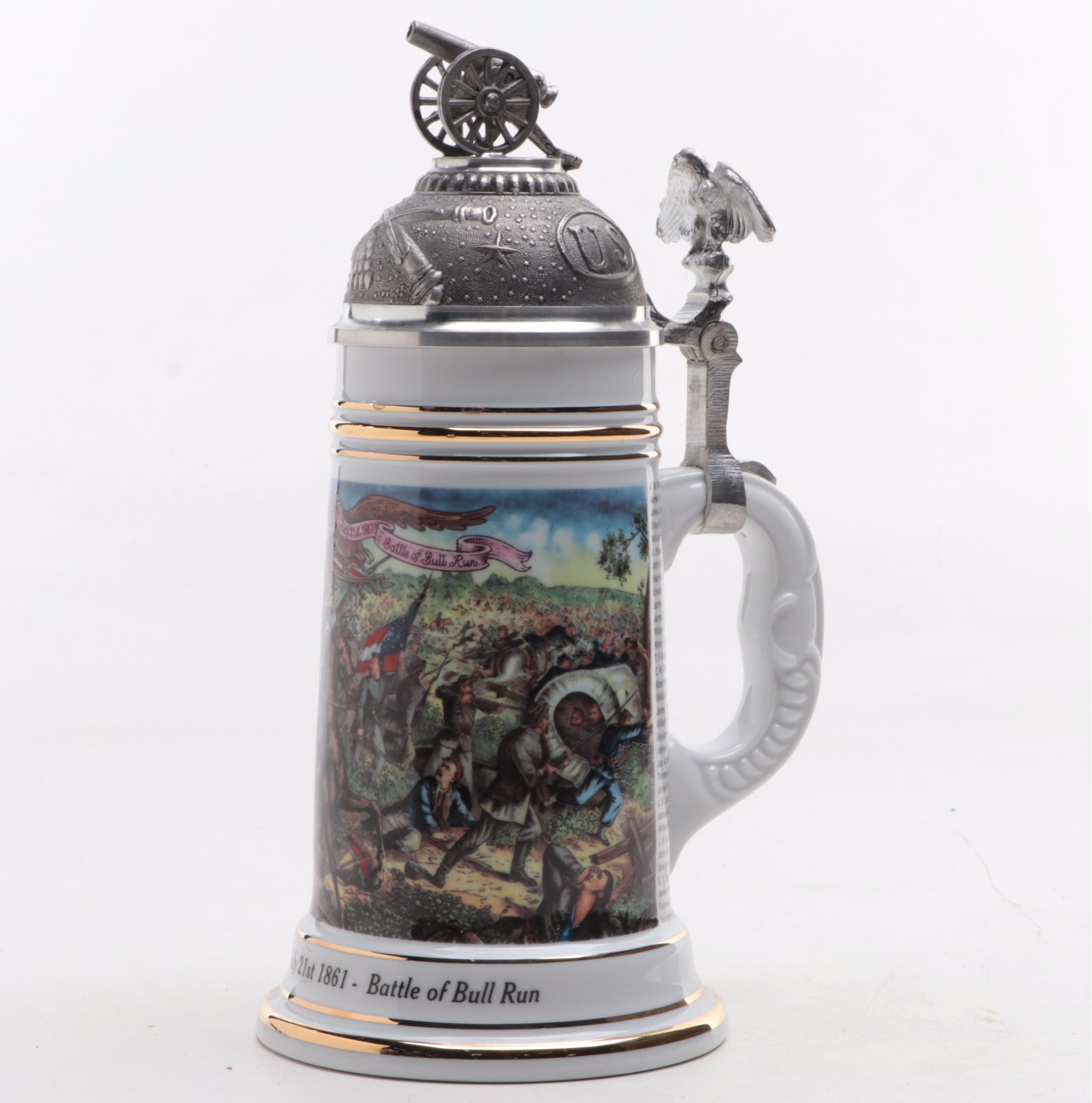 German Porcelain Battle of Bull Run Beer Stein