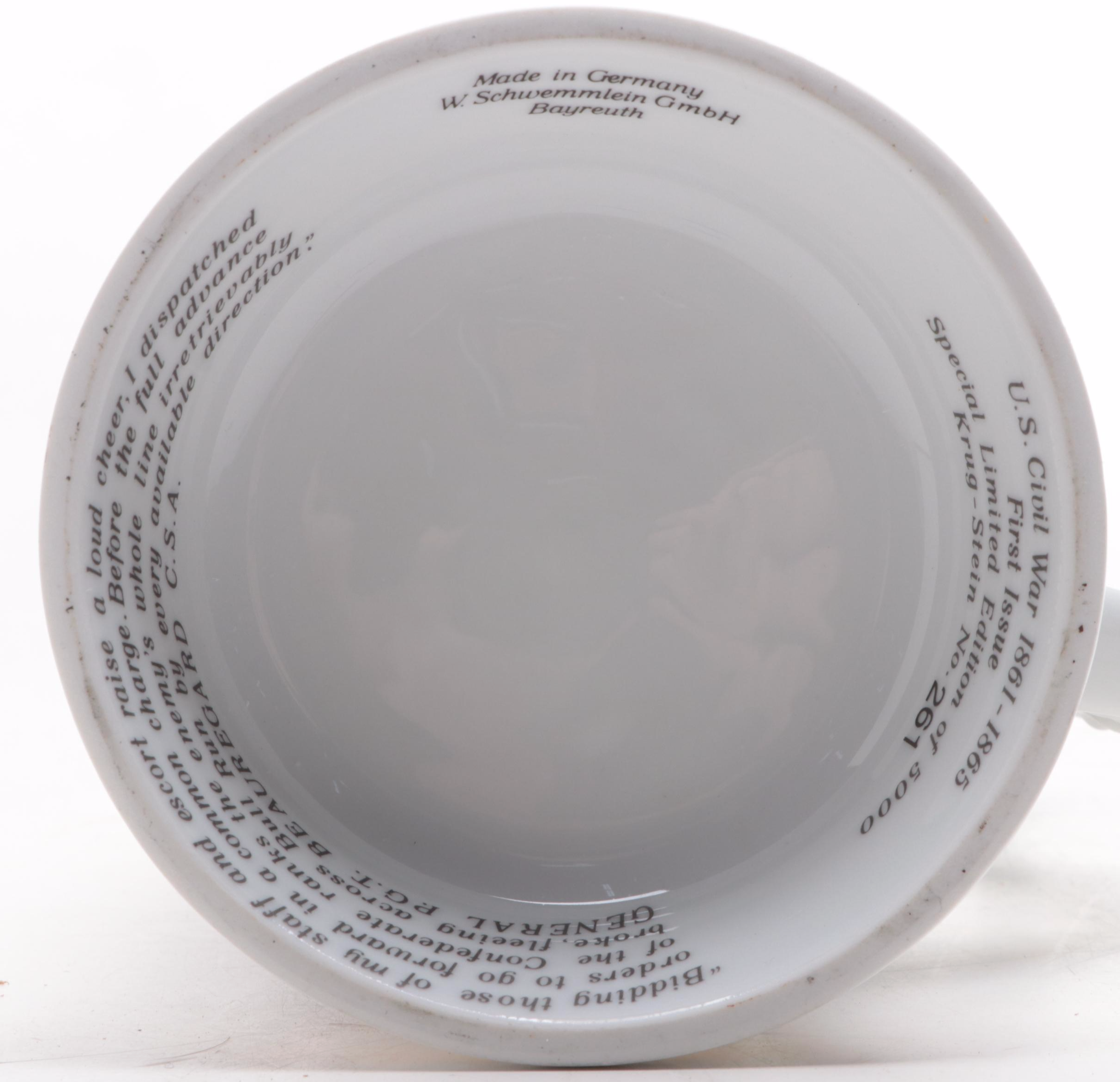 German Porcelain Battle of Bull Run Beer Stein