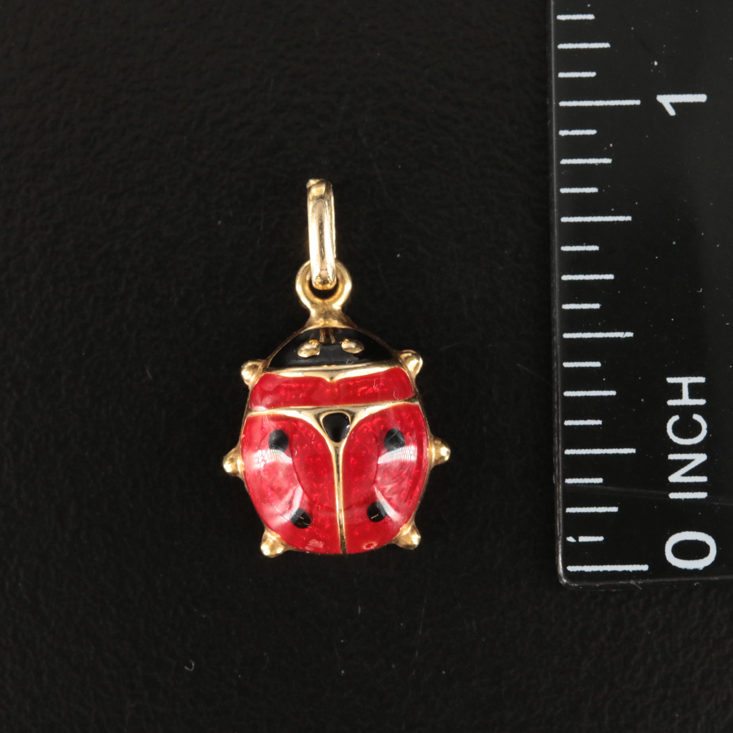 14K Enamel Ladybug Charm