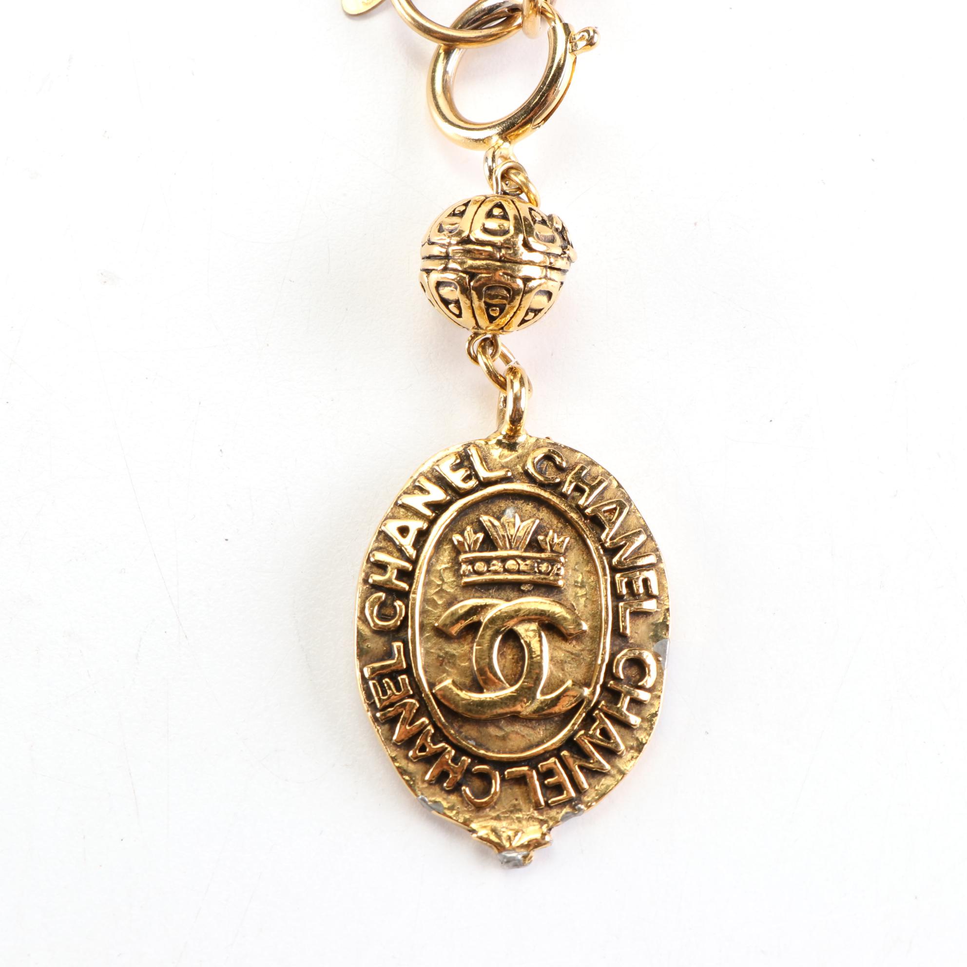 Chanel Oval Medallion Necklace with Triple Chain