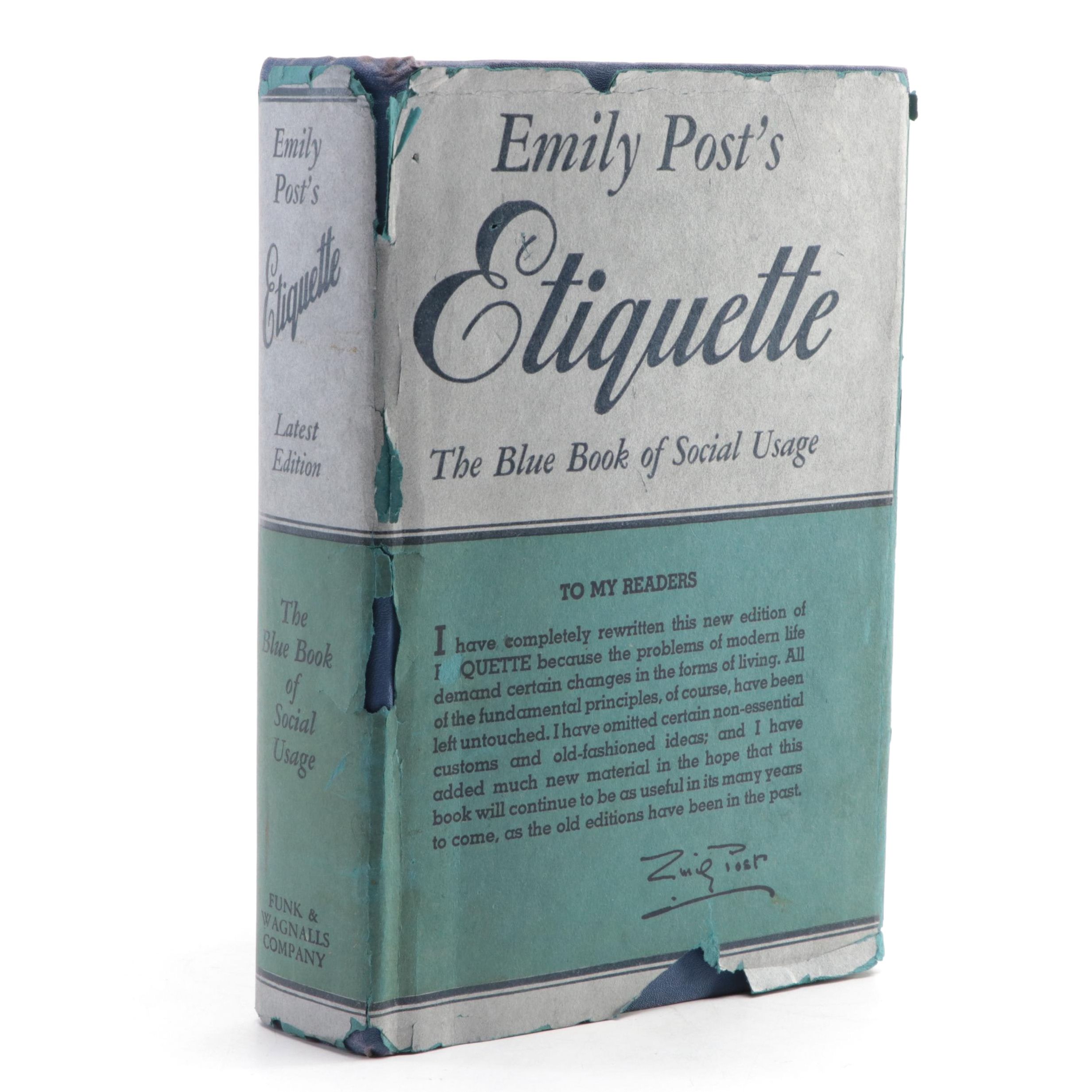 Illustrated "Etiquette: The Blue Book of Social Usage" by Emily Post, 1947