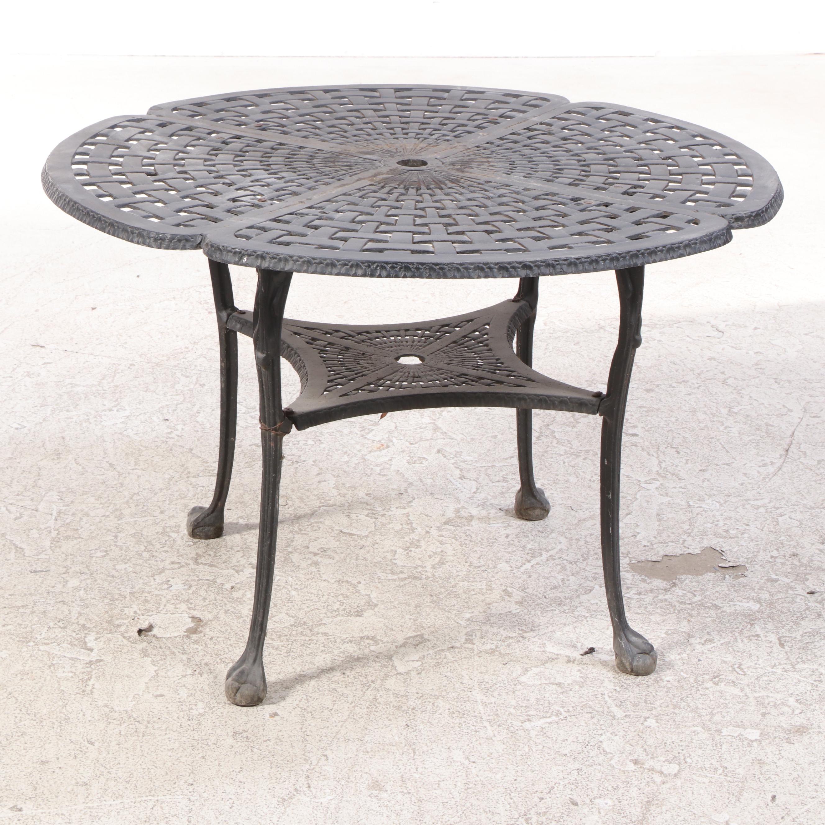Victorian Style Cast Metal Patio Dining Table and Four Chairs