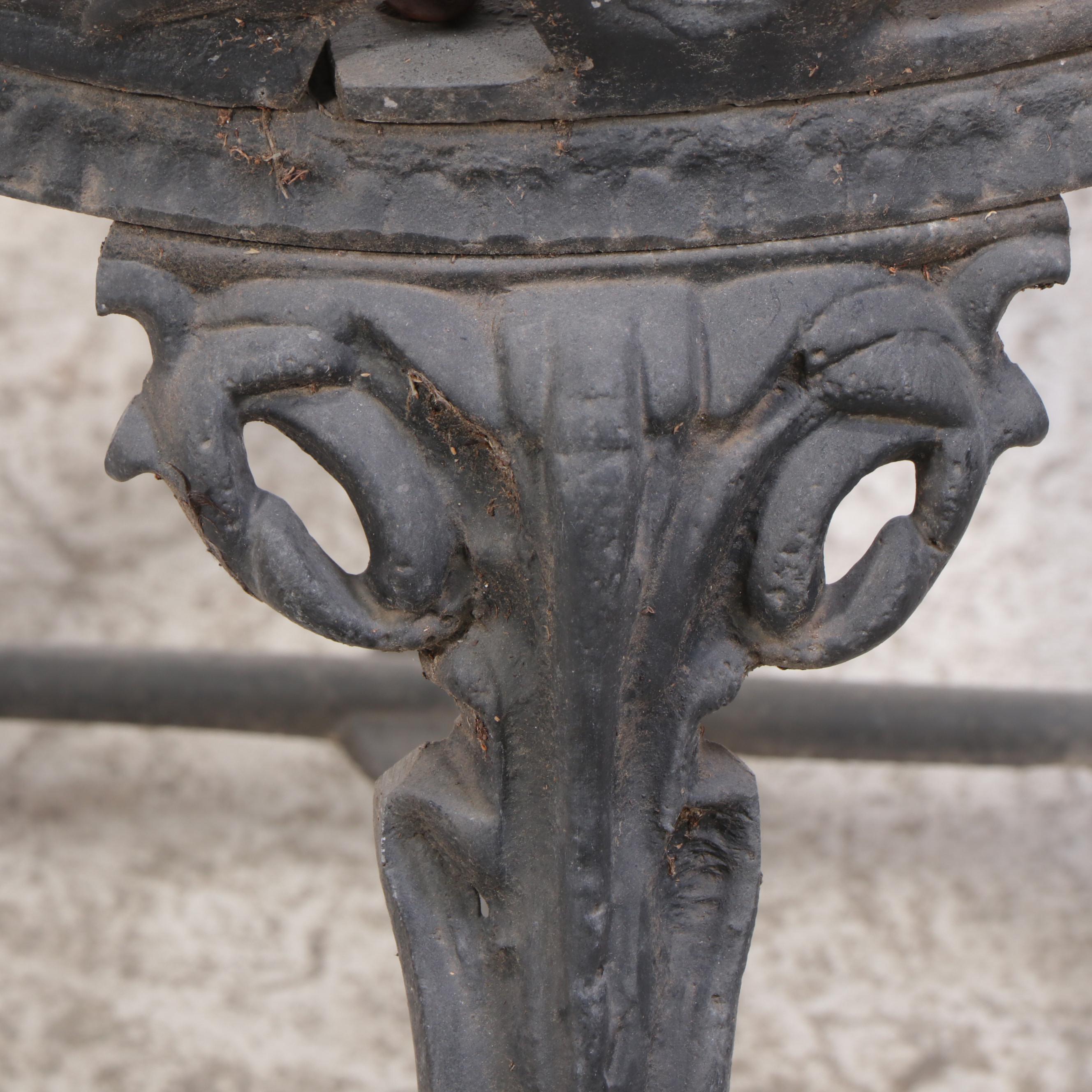 Victorian Style Cast Metal Patio Dining Table and Four Chairs