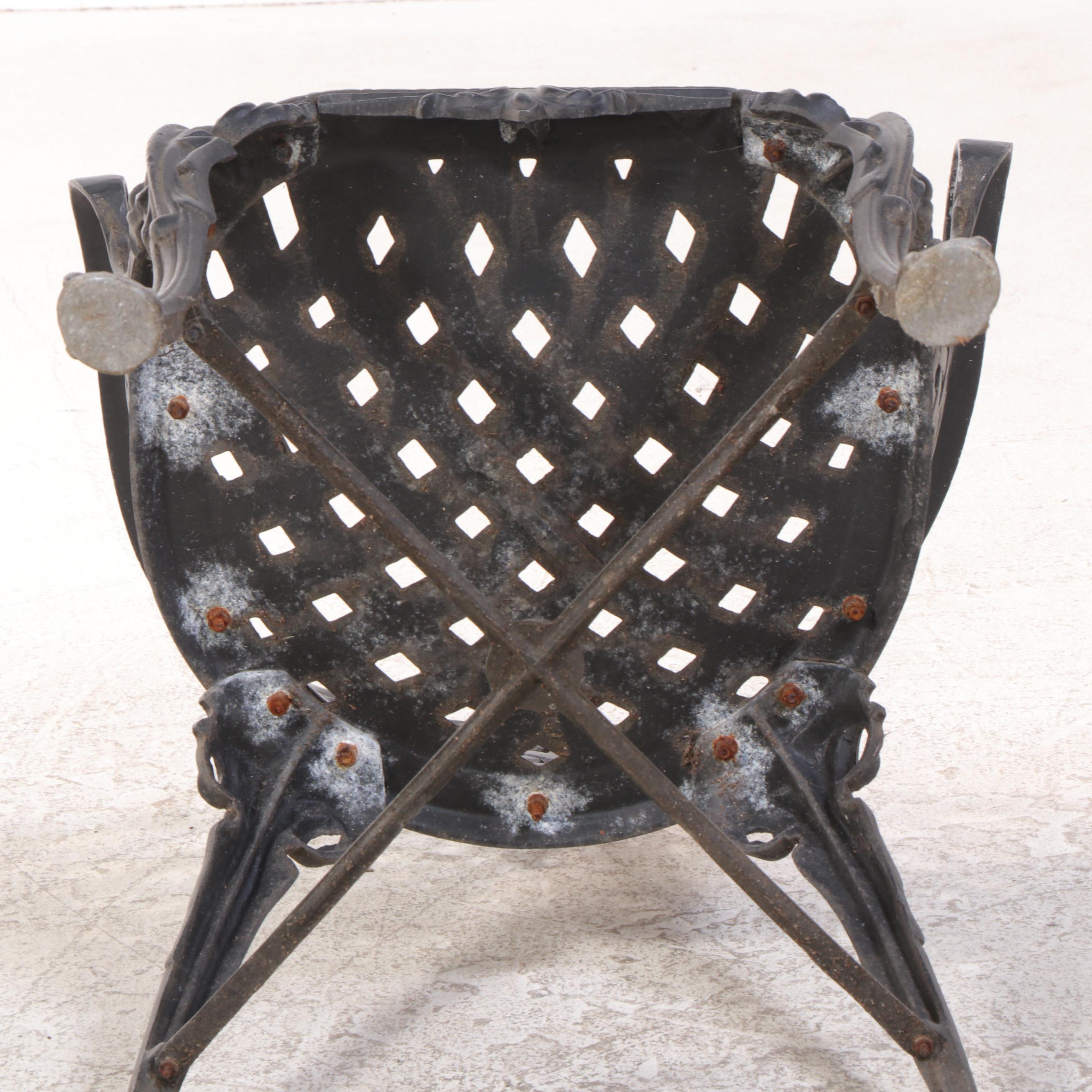 Victorian Style Cast Metal Patio Dining Table and Four Chairs