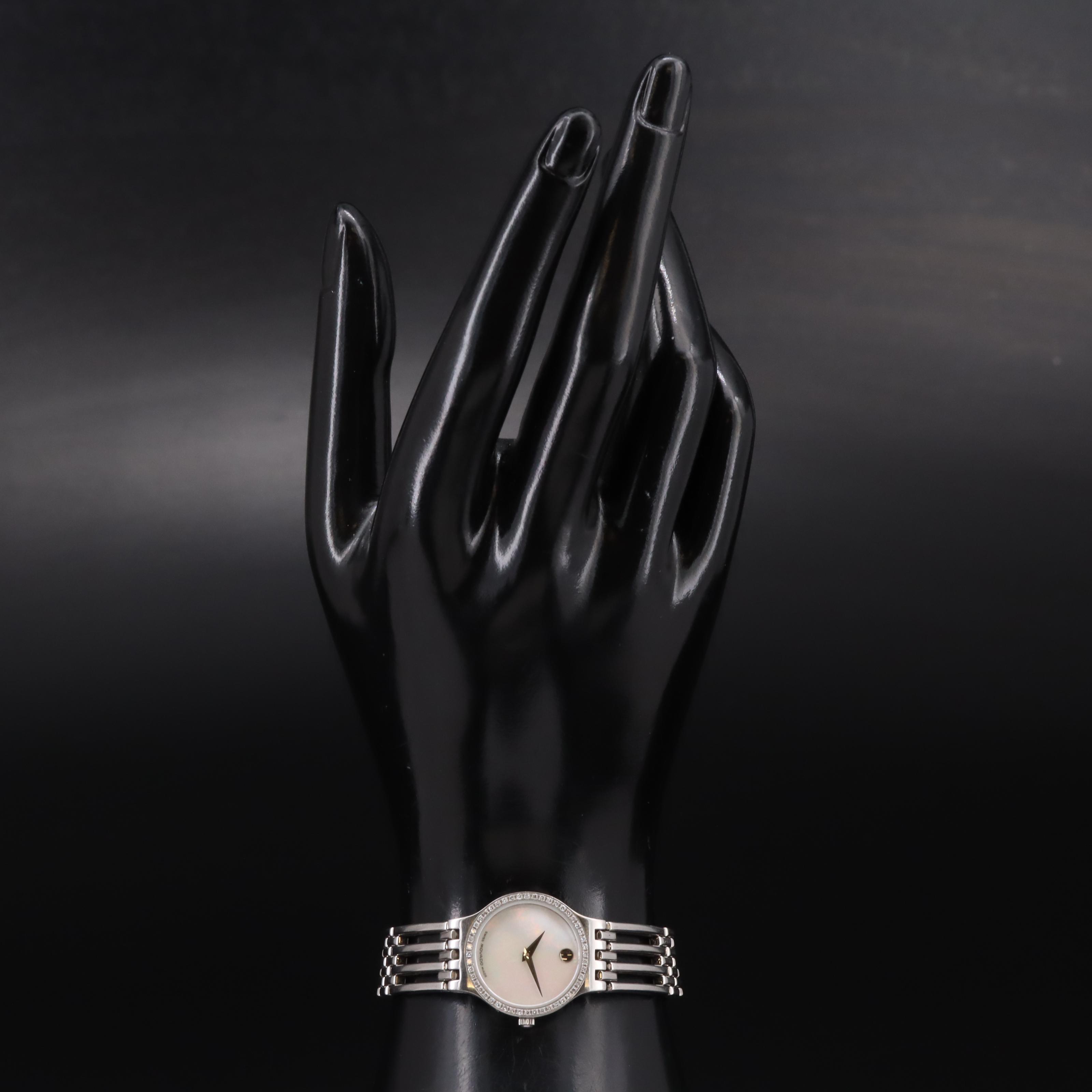 Movado Esperaneo Stainless Steel Diamond with Mother-of-Pearl Dial Watch