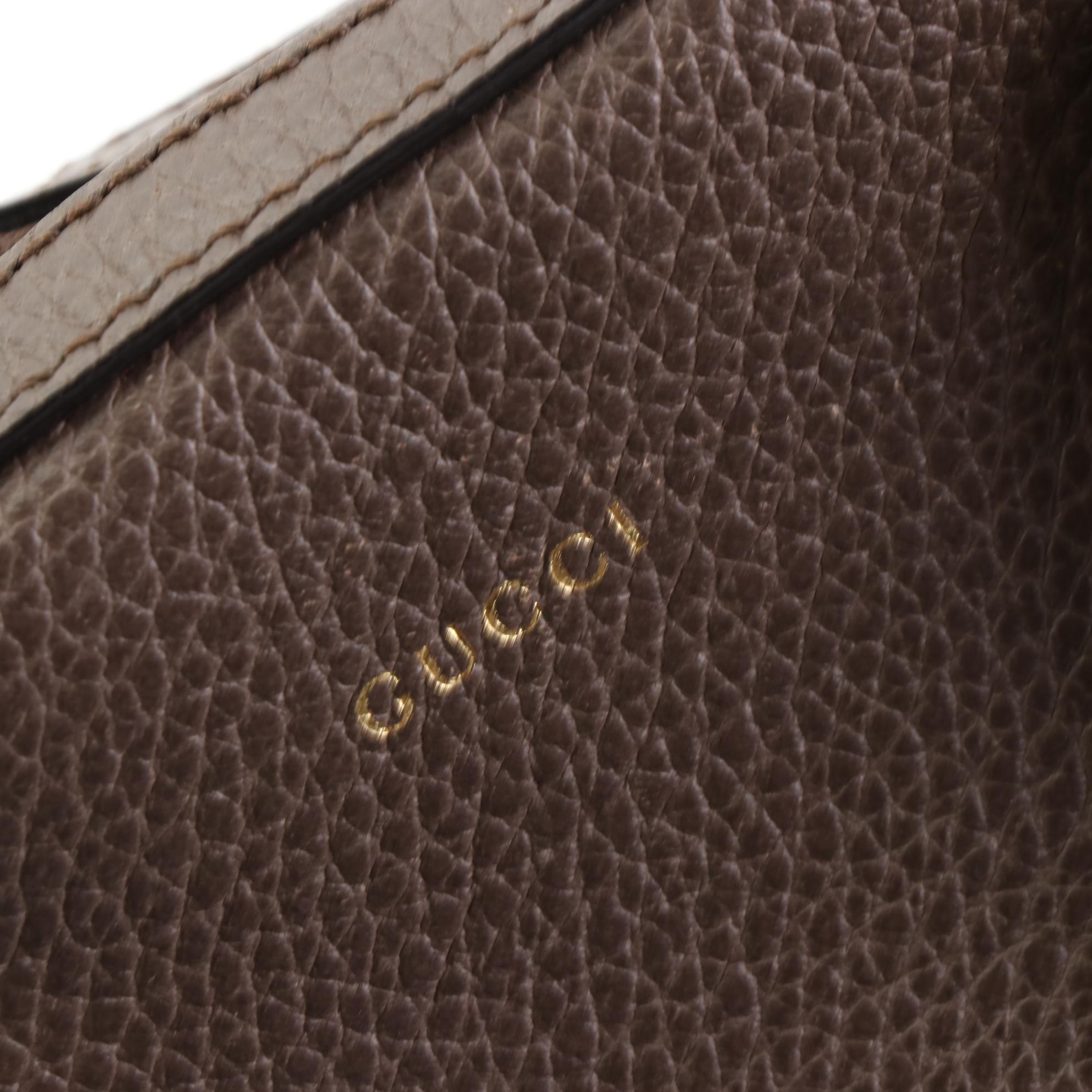 Gucci Lady Dollar Dome Satchel Handbag in Brown Grained Leather