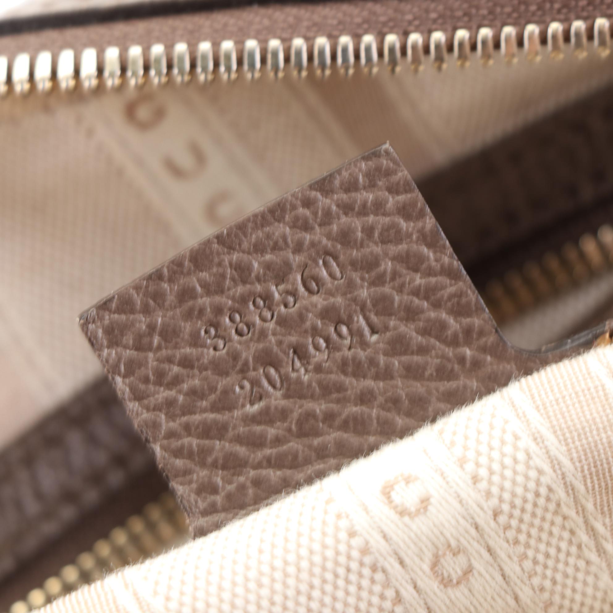 Gucci Lady Dollar Dome Satchel Handbag in Brown Grained Leather