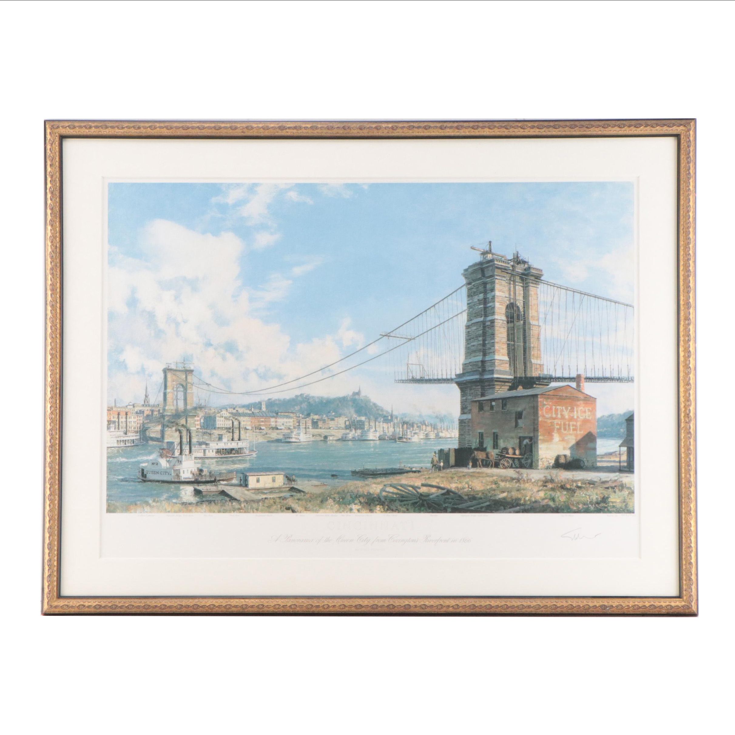John Stobart Offset Lithograph "Cincinnati," 1990