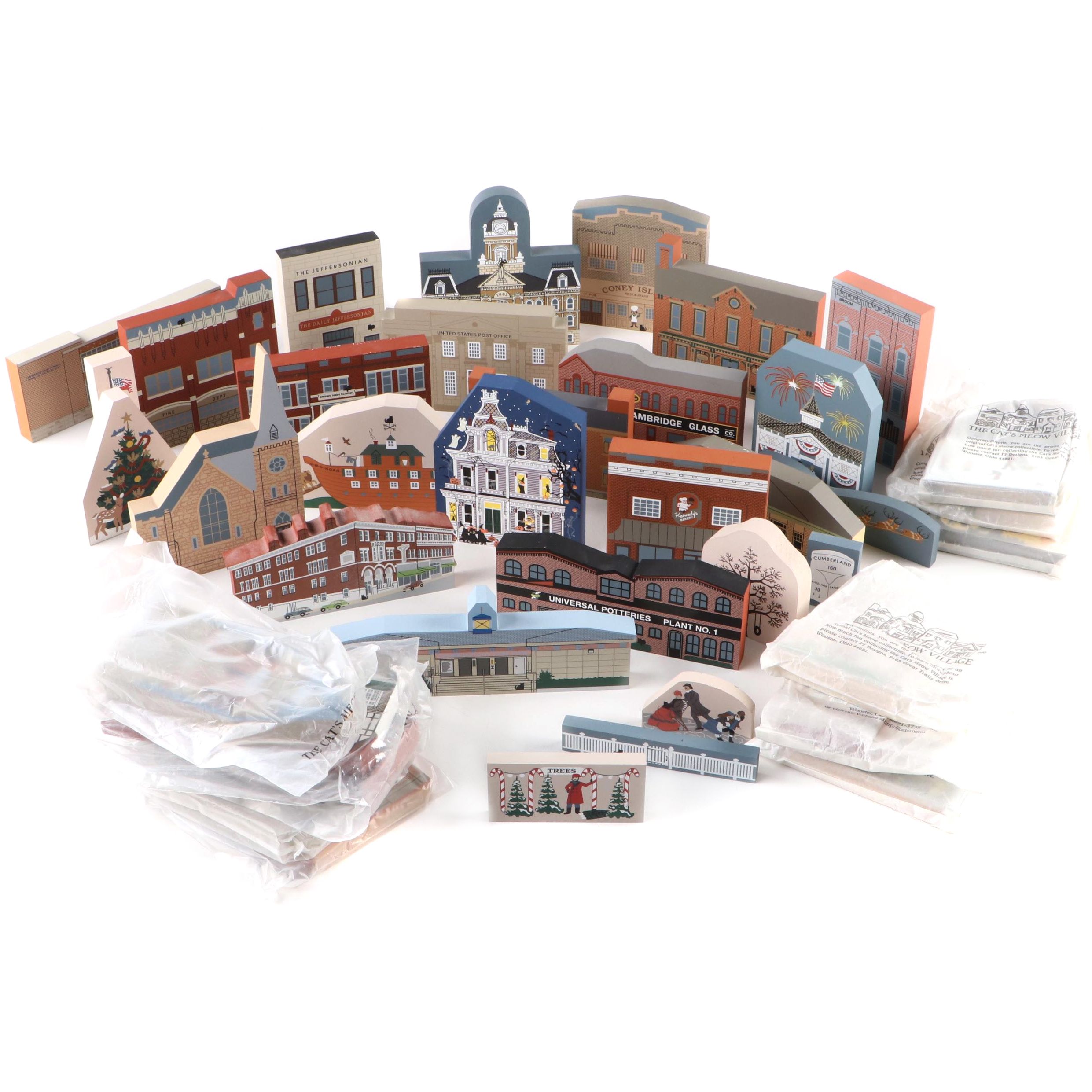 The Cat's Meow Hand-Painted Wooden Buildings and Other Decor