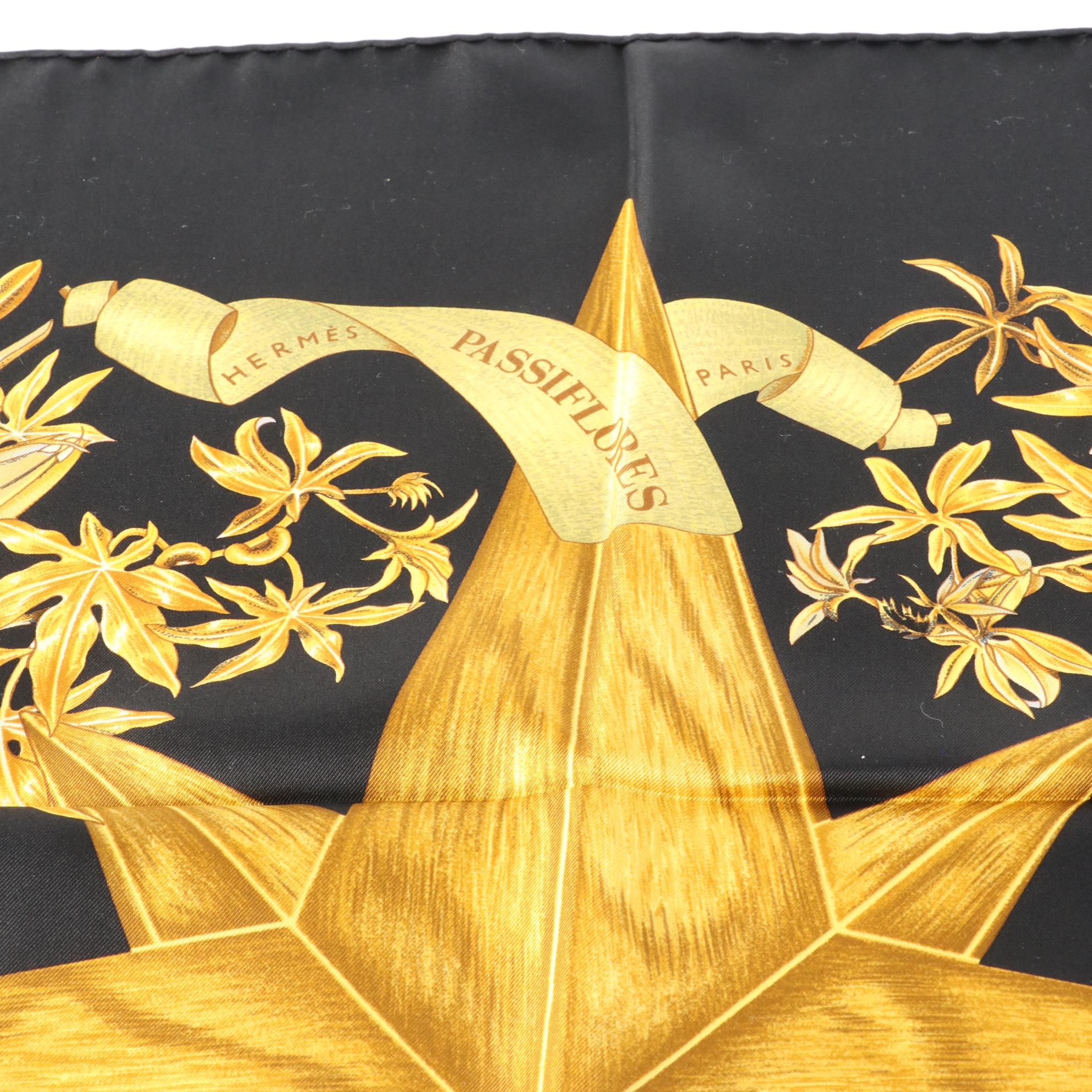 Hermès "Passiflores" Scarf 90 in Silk Twill