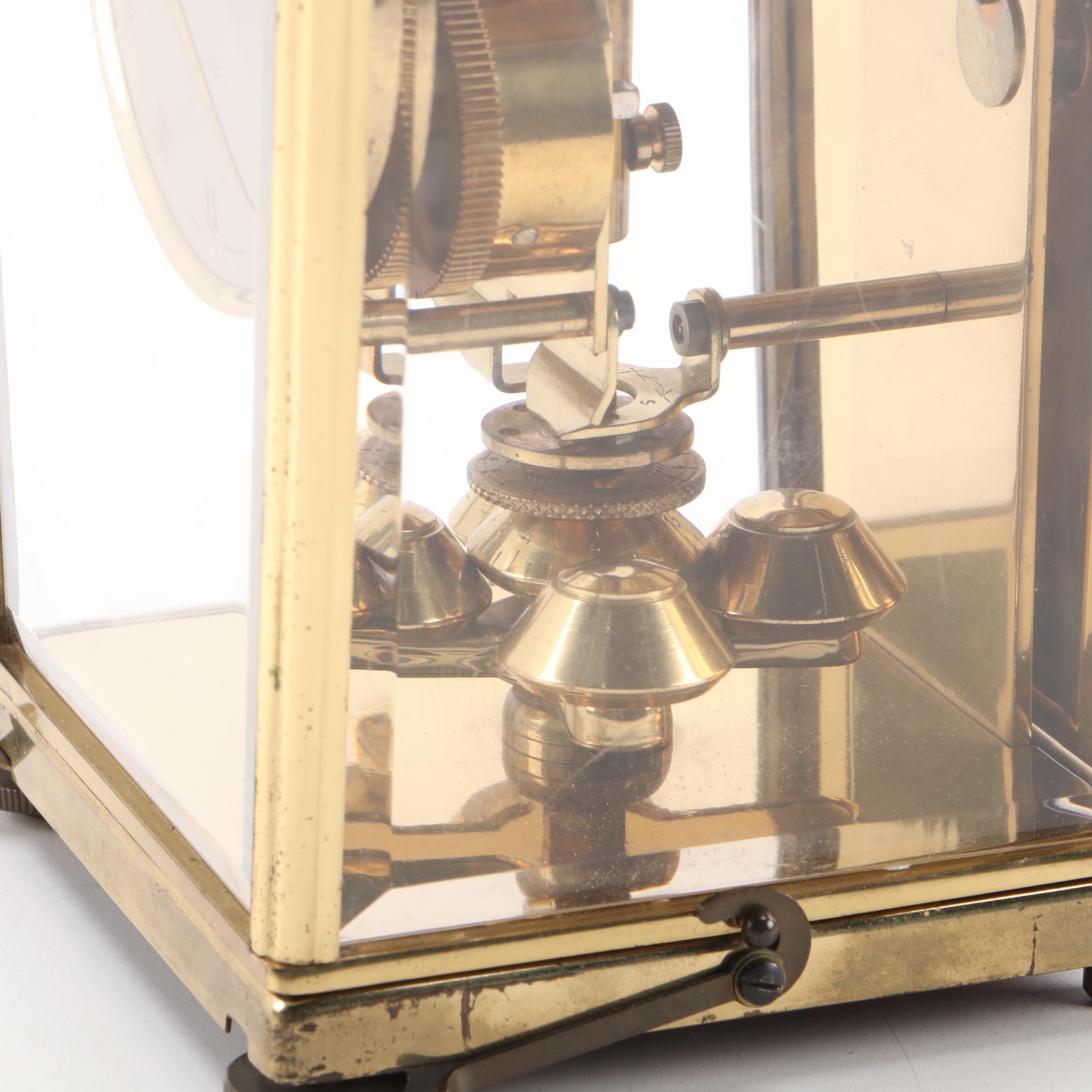 Schatz Brass 400-Day Mantel Clock and Pair of Brass Wall Candle Sconces