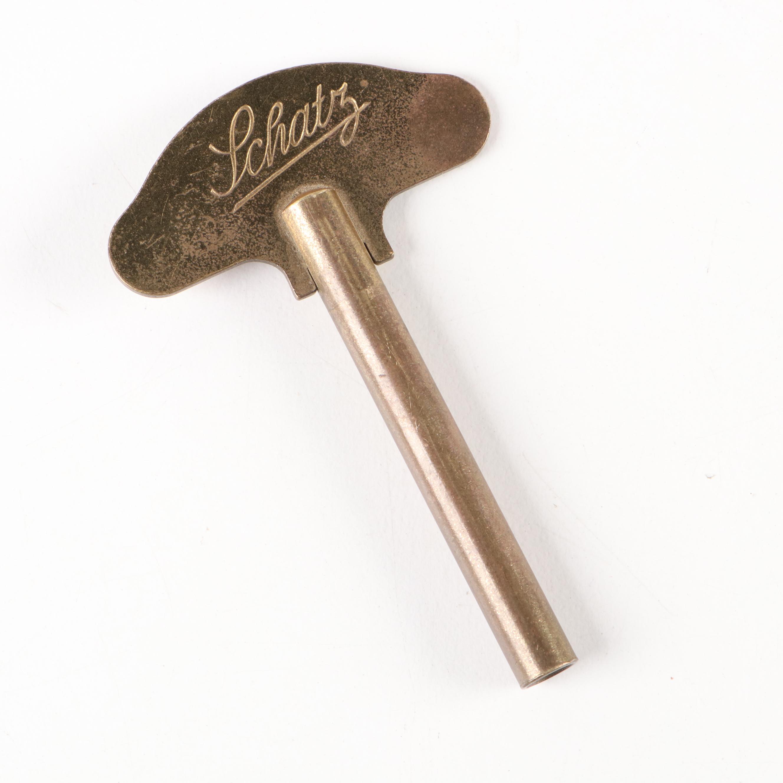 Schatz Brass 400-Day Mantel Clock and Pair of Brass Wall Candle Sconces