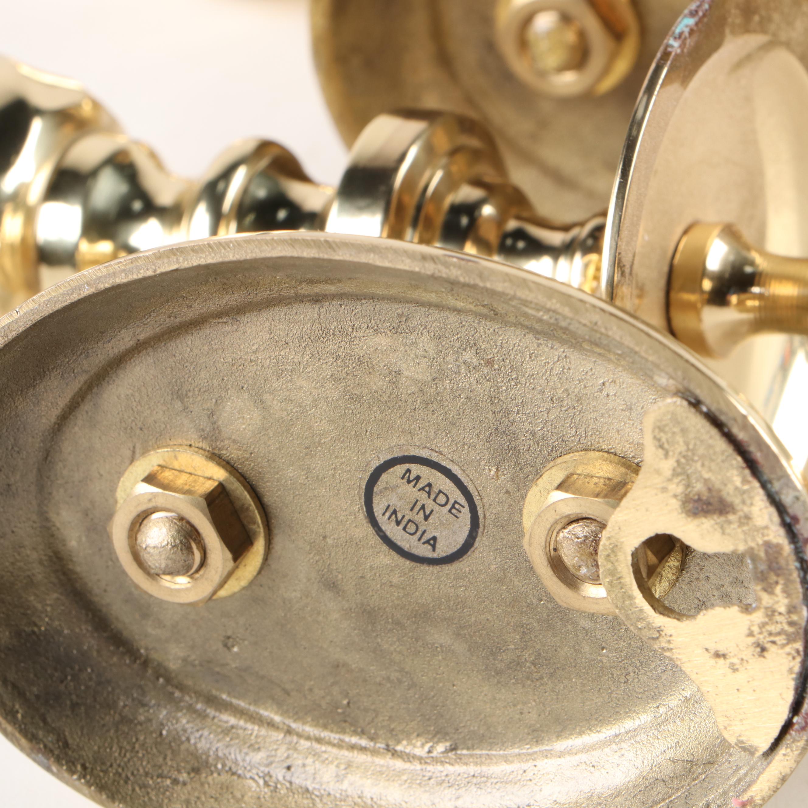 Schatz Brass 400-Day Mantel Clock and Pair of Brass Wall Candle Sconces