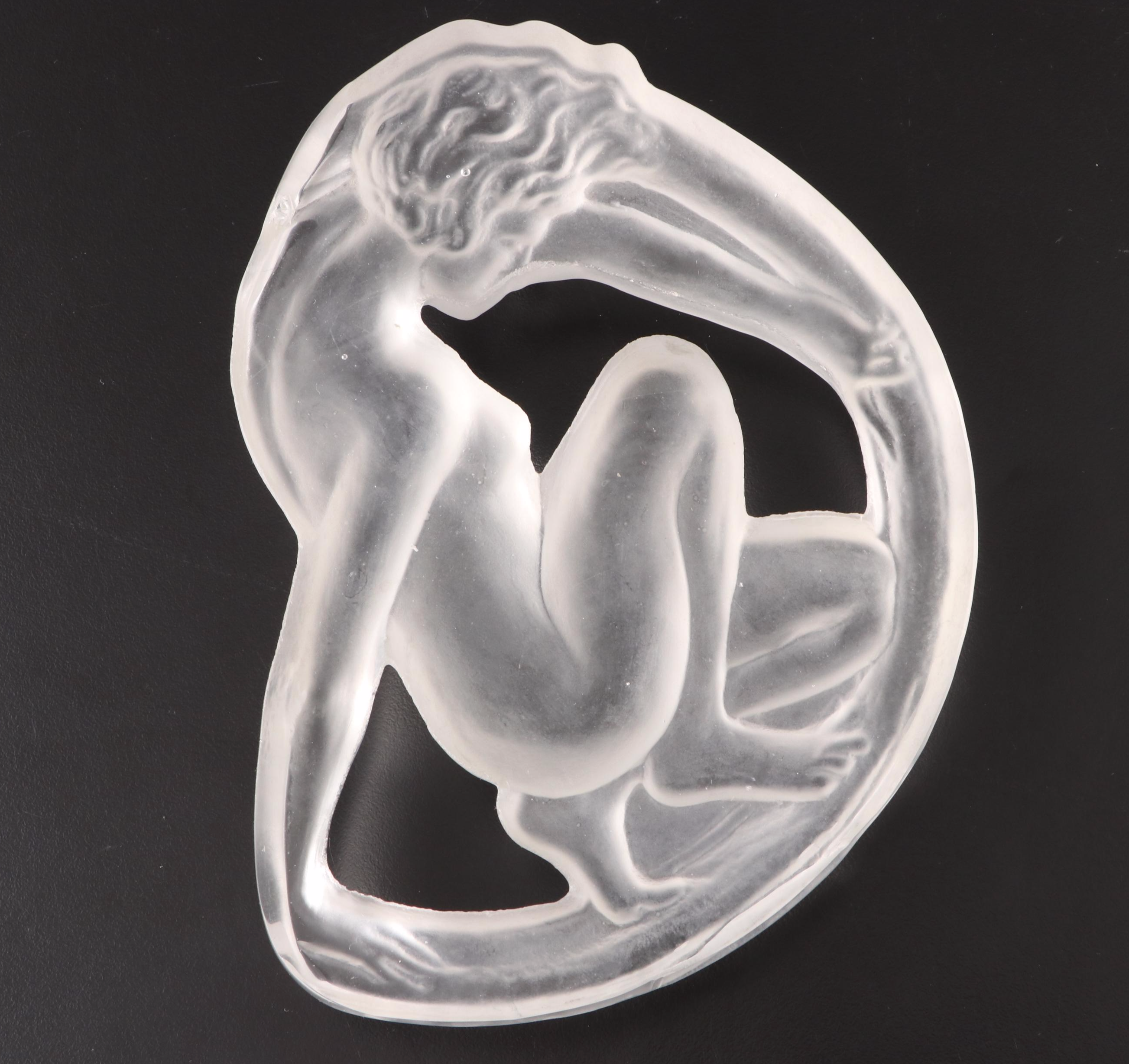Art Nouveau Frosted Glass Paperweight