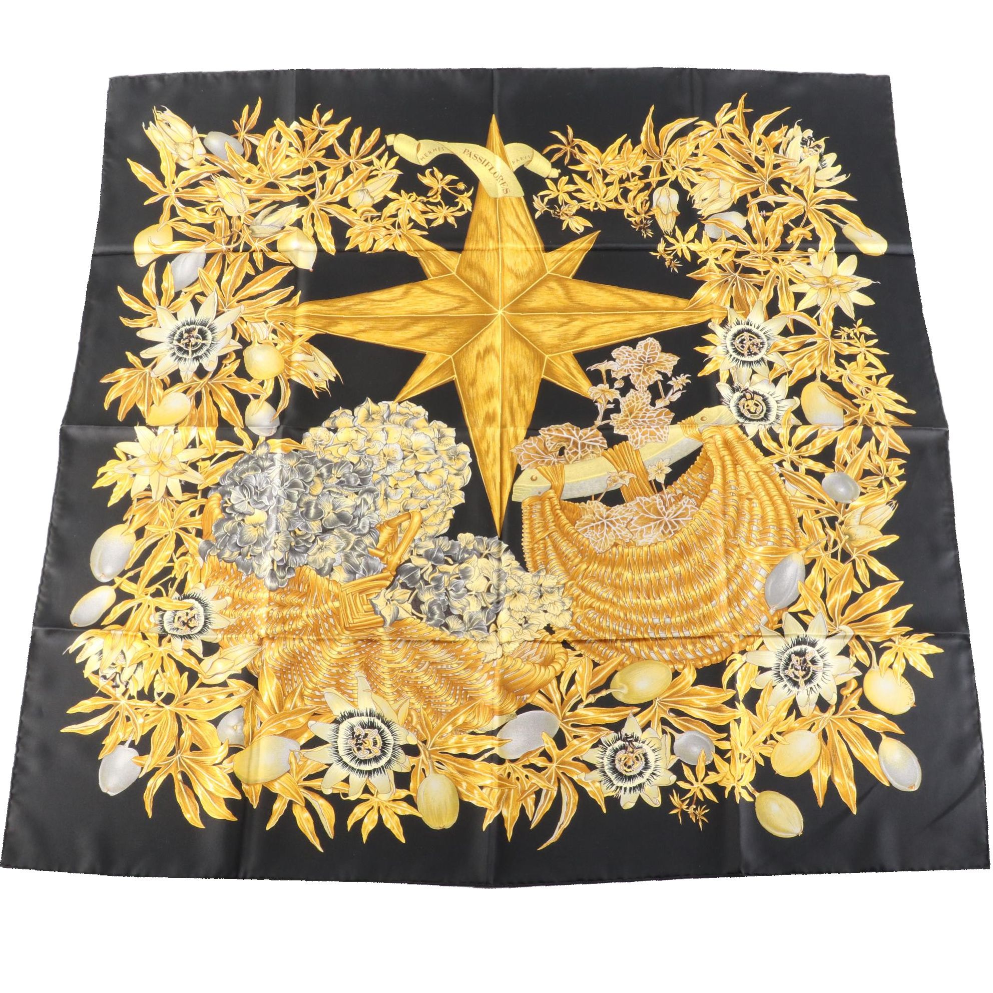 Hermès "Passiflores" Scarf 90 in Silk Twill