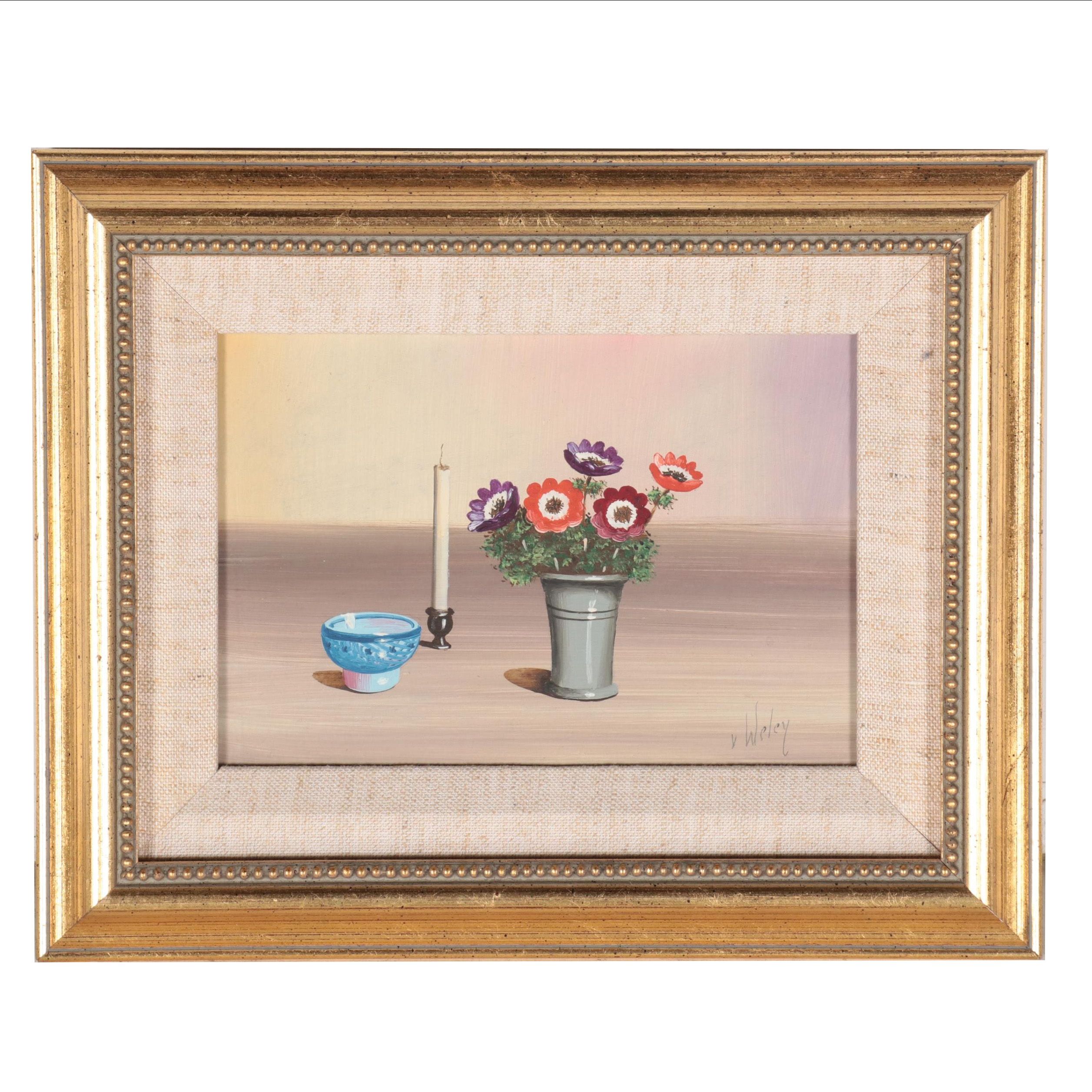 V. Weley Oil Painting of Floral Still Life