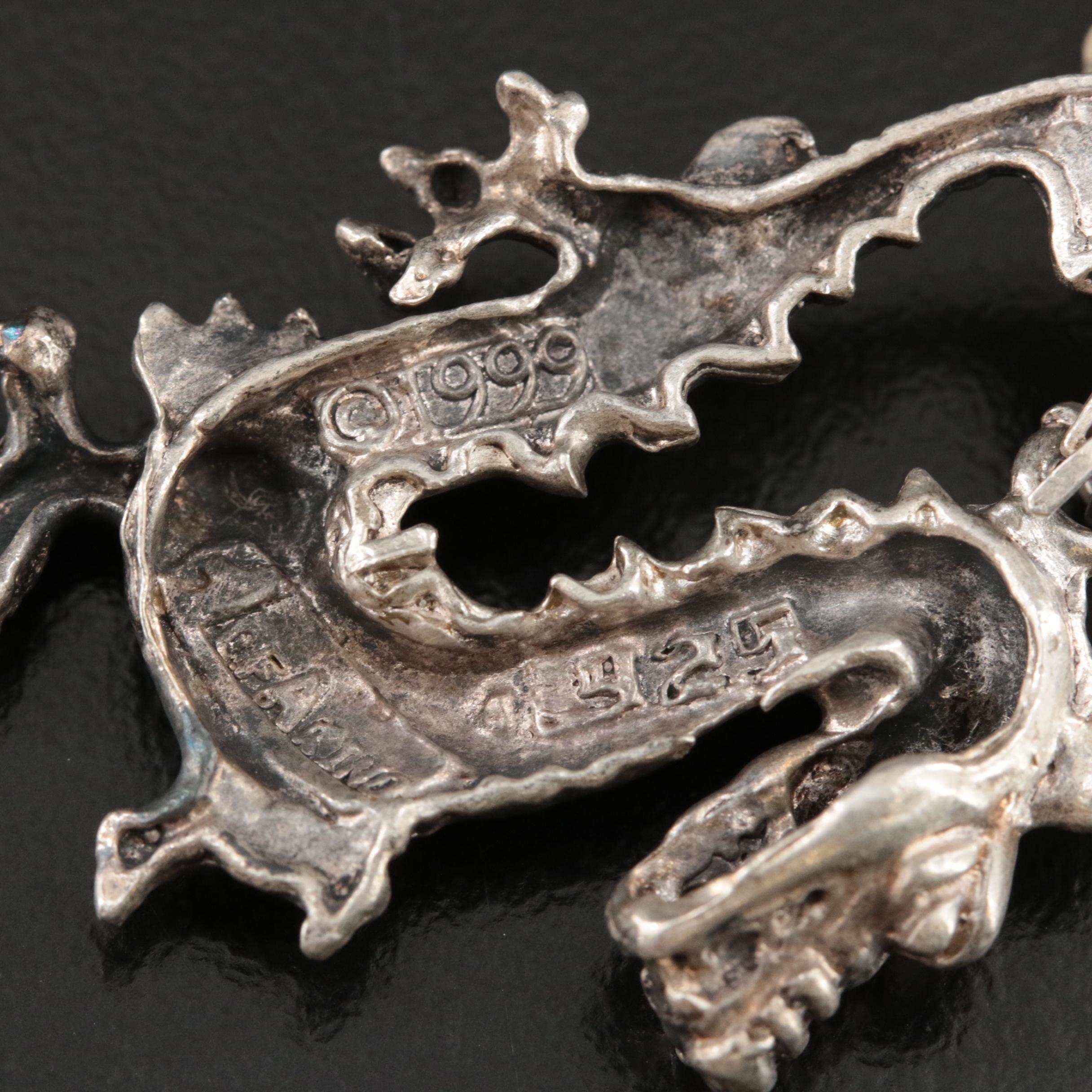 Sterling Dragon Pendant Necklace