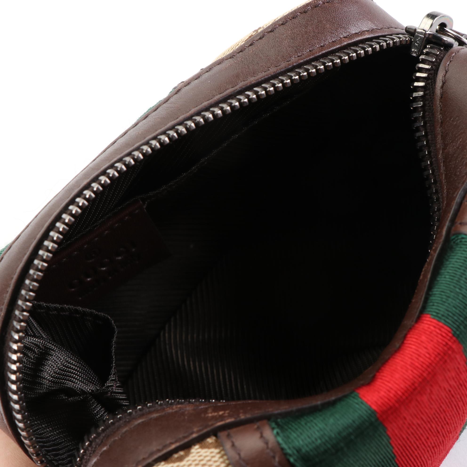 Gucci GG Web Canvas and Leather Pouch