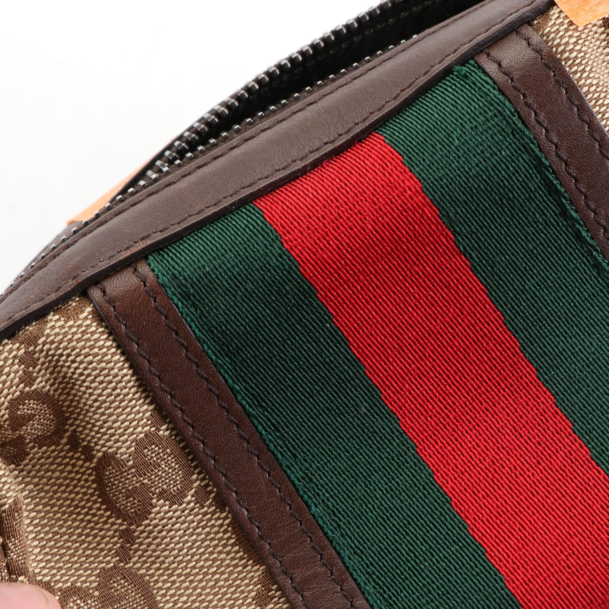 Gucci GG Web Canvas and Leather Pouch
