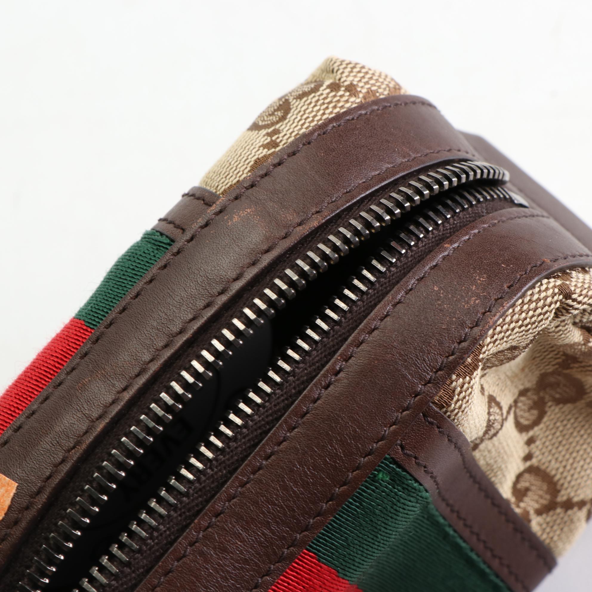 Gucci GG Web Canvas and Leather Pouch